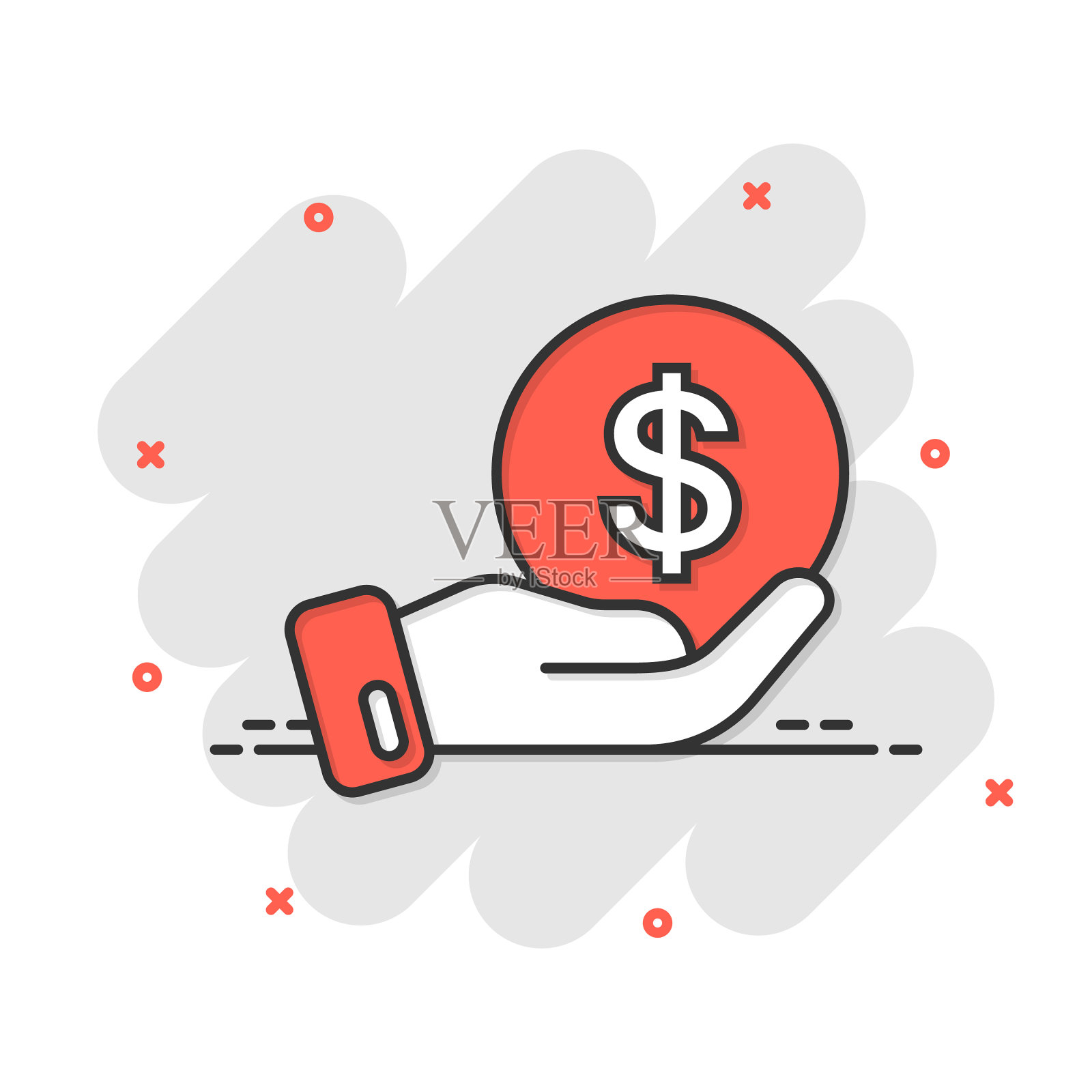 报酬偶像漫画风格钱在手设计元素图片