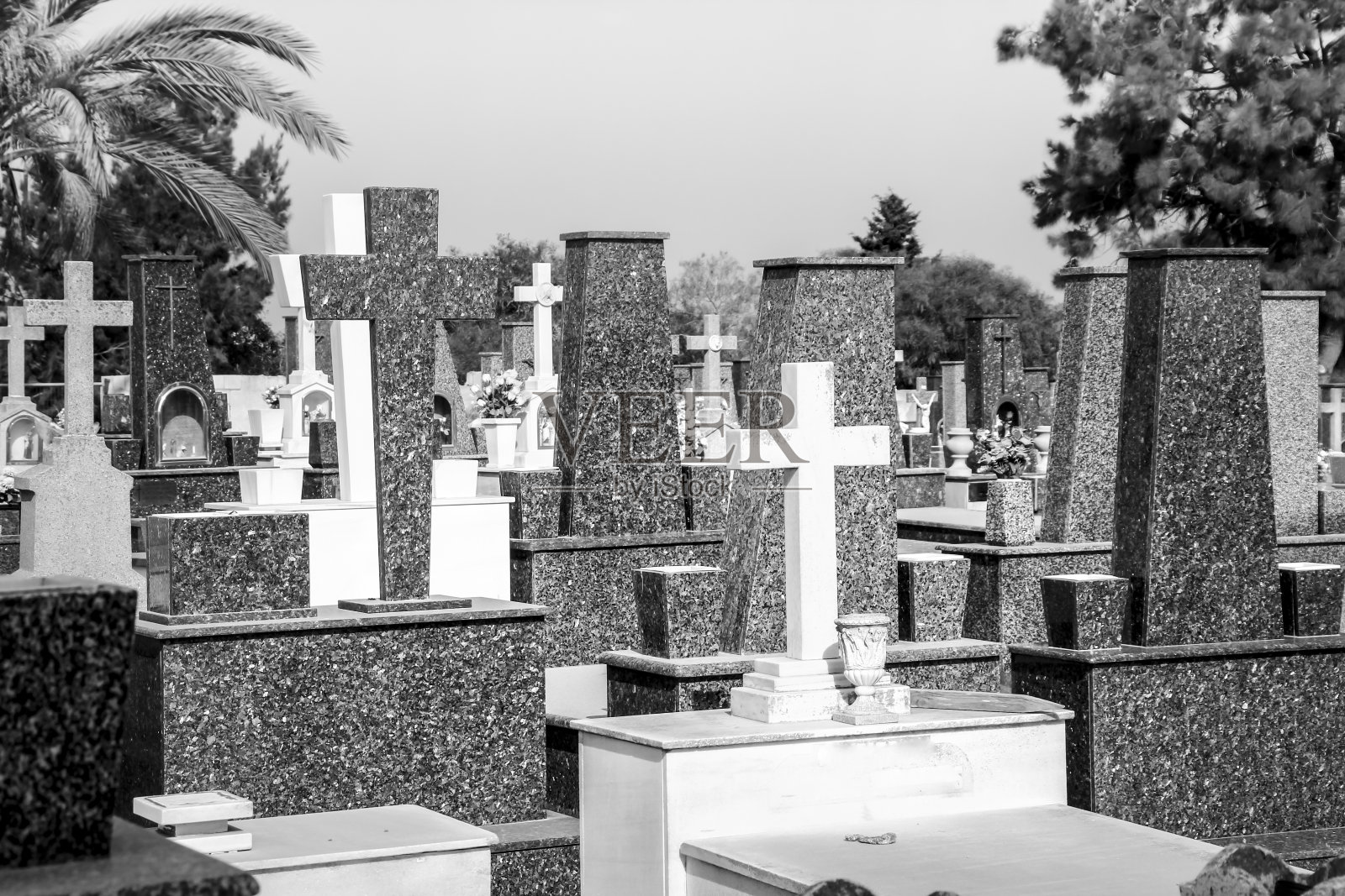 西班牙La Union村美丽的墓地照片摄影图片