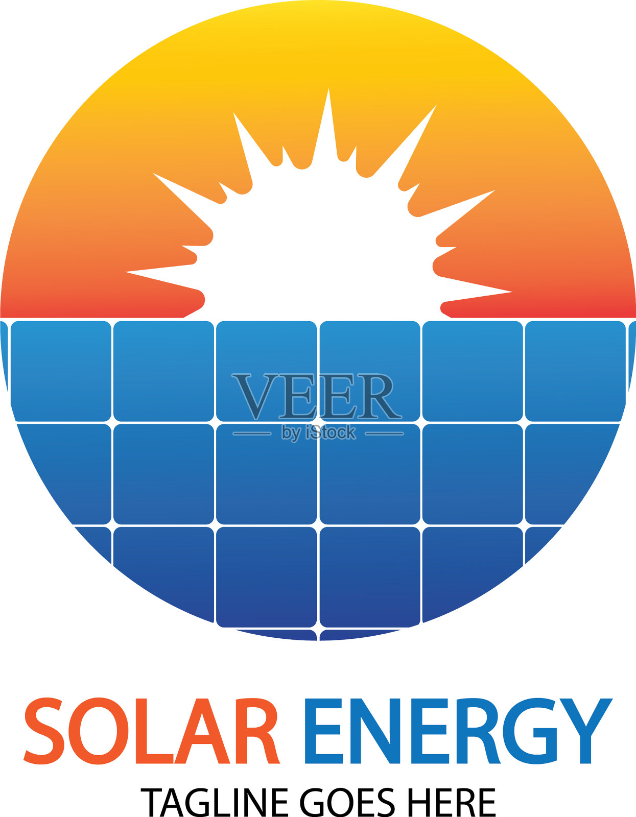 太阳能标志设计模板太阳能科技插画图片素材