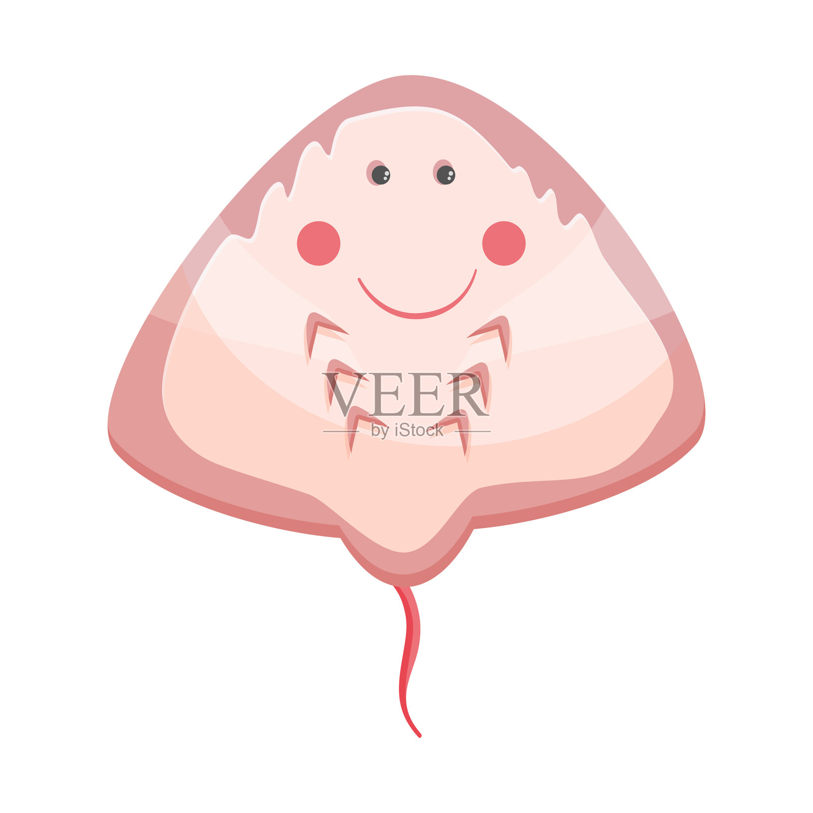 黄貂鱼欢快地孤立在白色的海面上插画图片素材