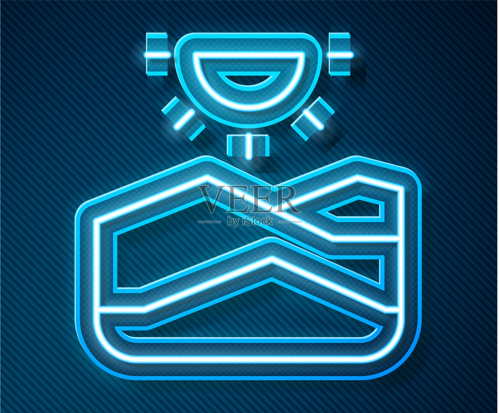 发光的霓虹灯线干旱图标孤立在蓝色插画图片素材