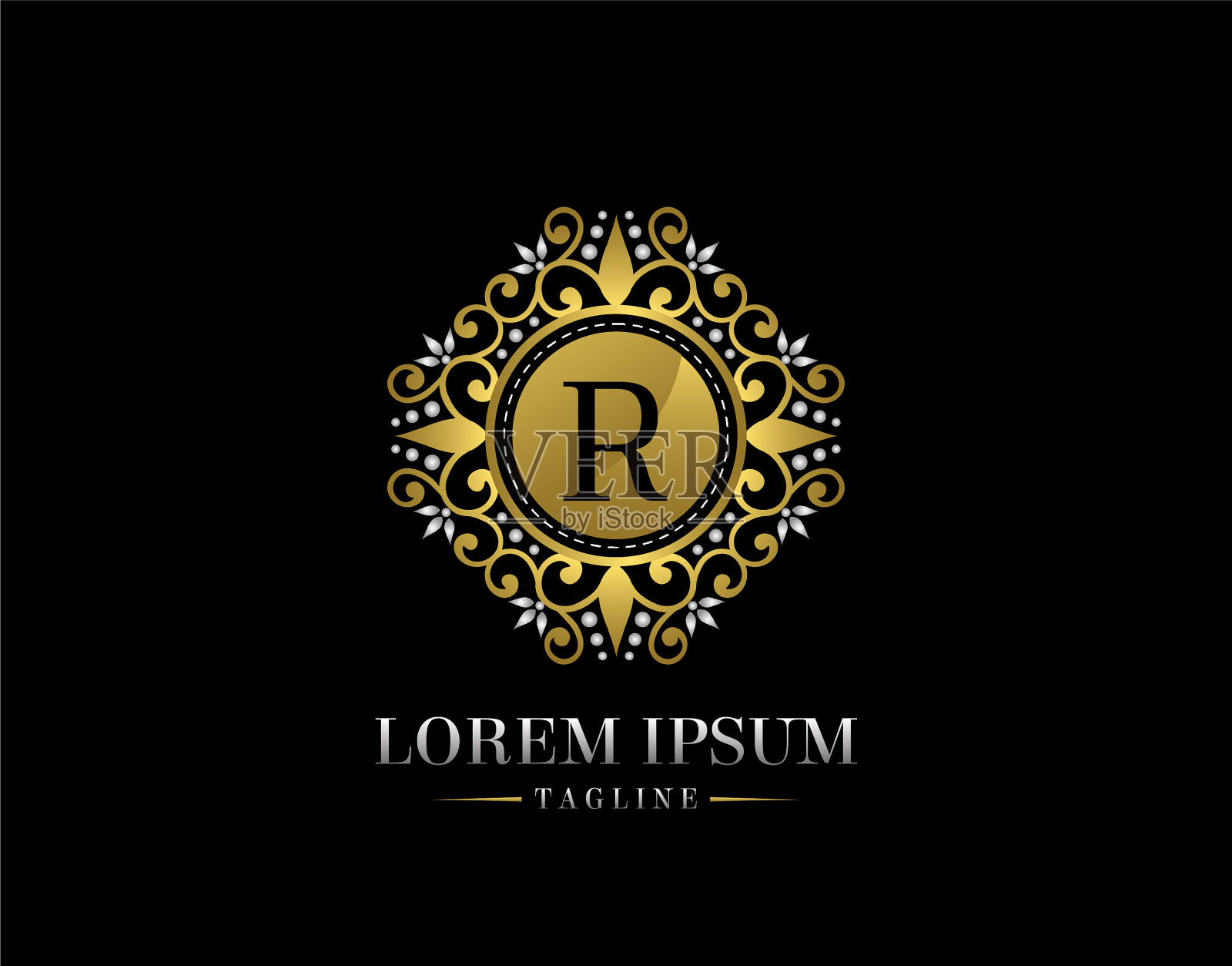 豪华精品的字母r标志设计优雅插画图片素材