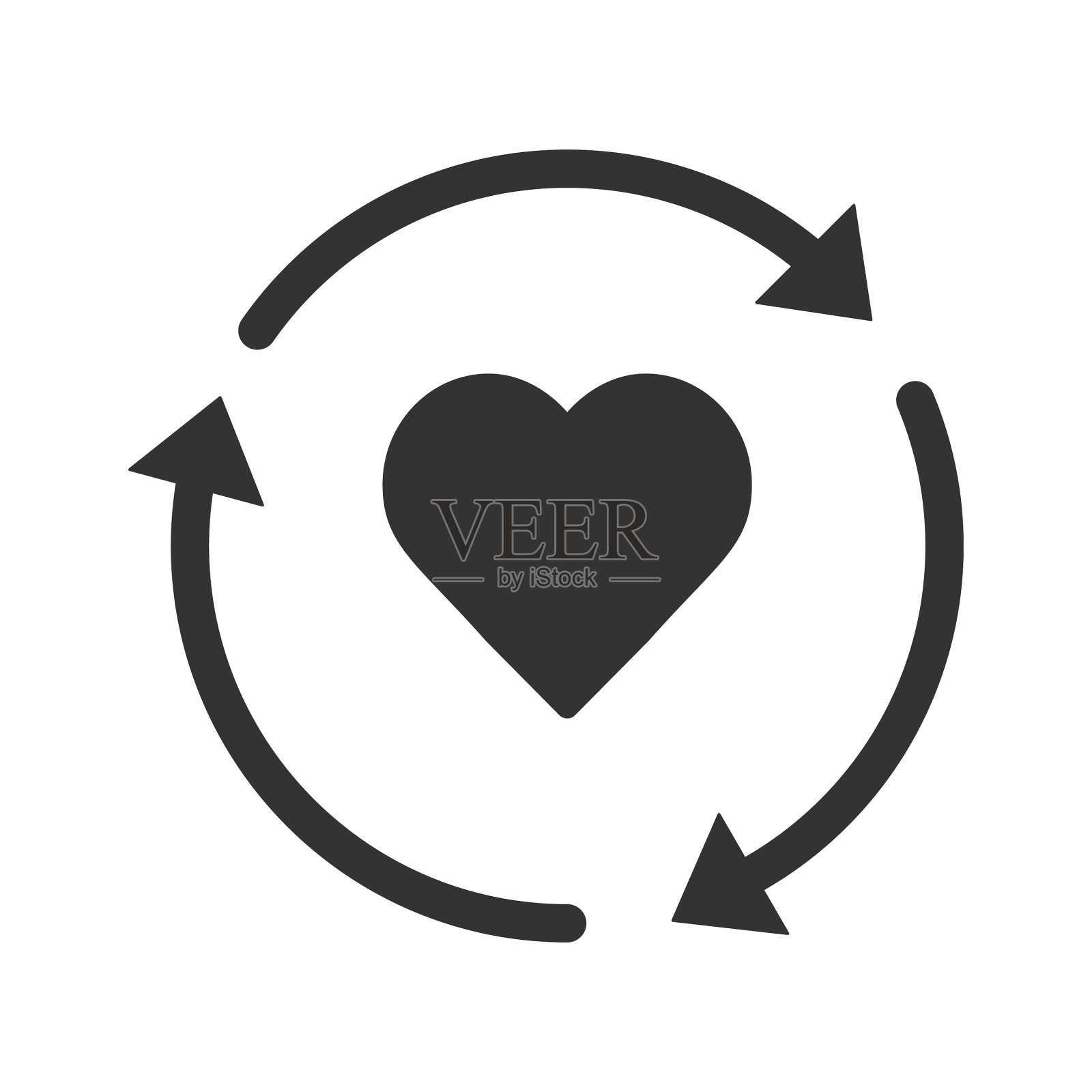 心与箭头围绕图标孤立在白色插画图片素材