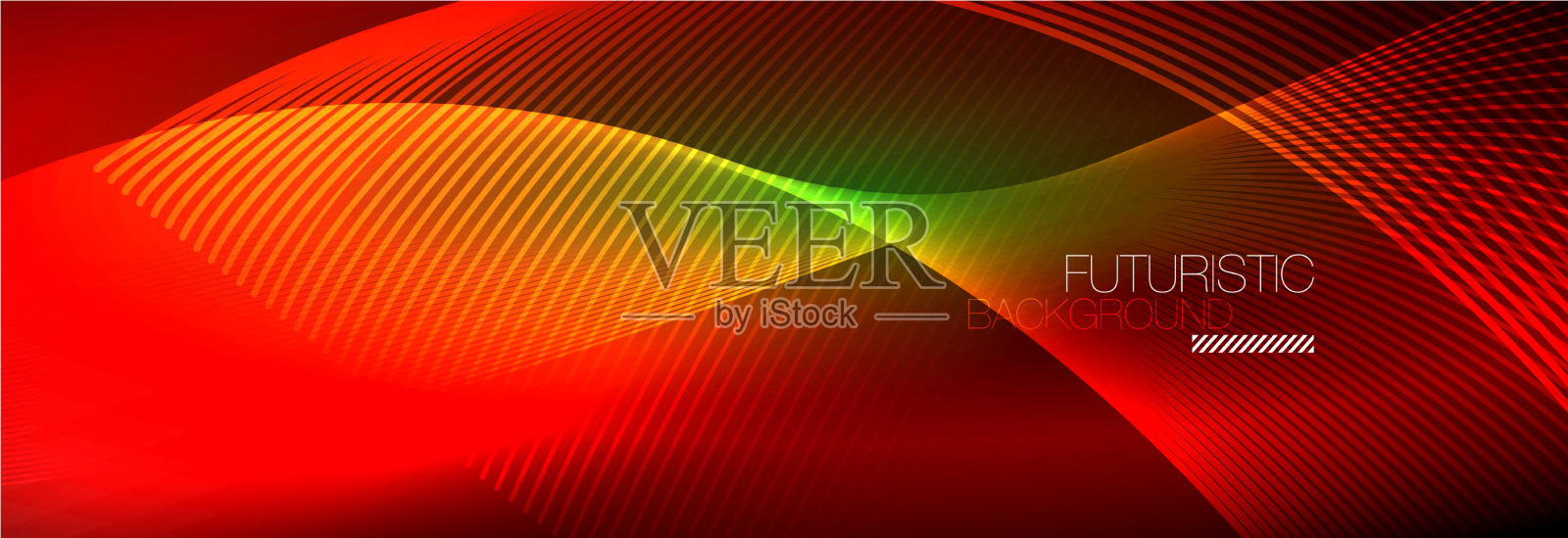 抽象的霓虹灯在黑暗中发出波浪般的光插画图片素材