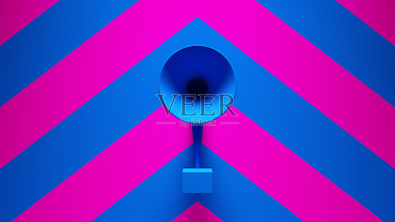 蓝色的粉红色数字留声机复古音乐音频设备后朋克立体声与粉红色的蓝色雪佛龙背景照片摄影图片