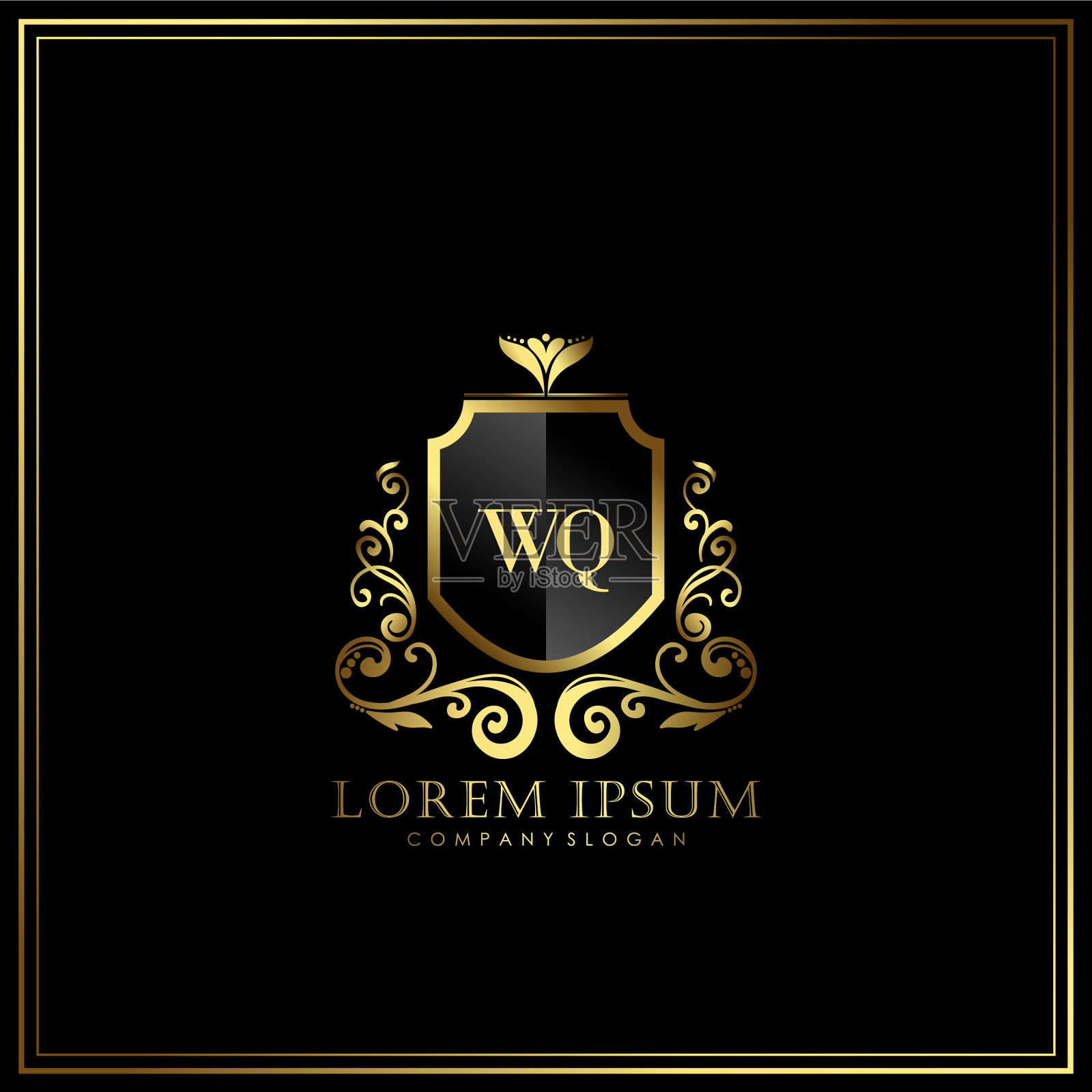 wq首字母奢侈标志模板为艺术插画图片素材