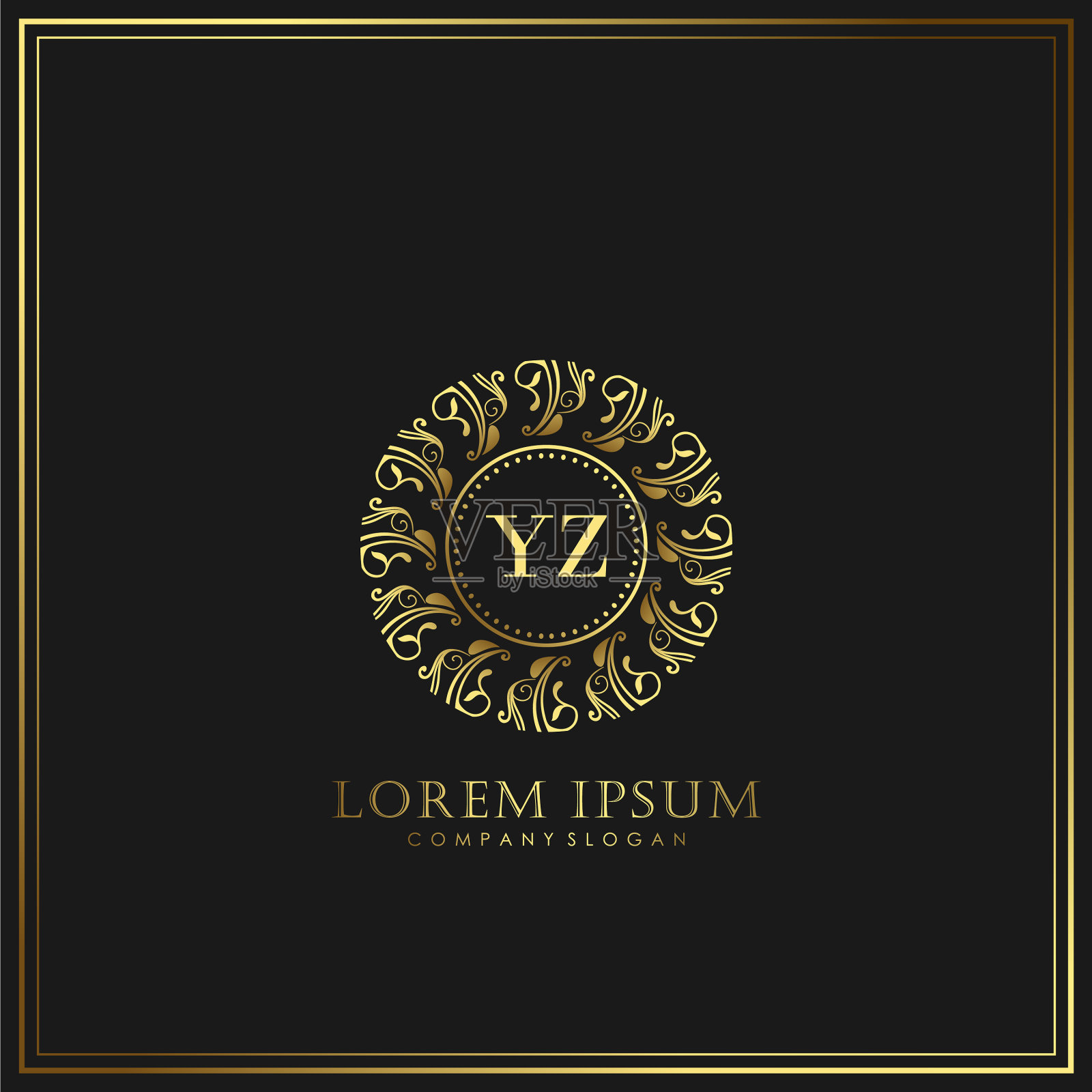 Yz首字母奢侈标志模板在艺术插画图片素材
