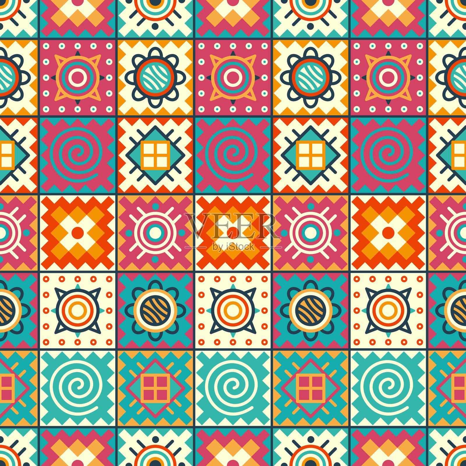 本土风格的民族无缝图案插画图片素材