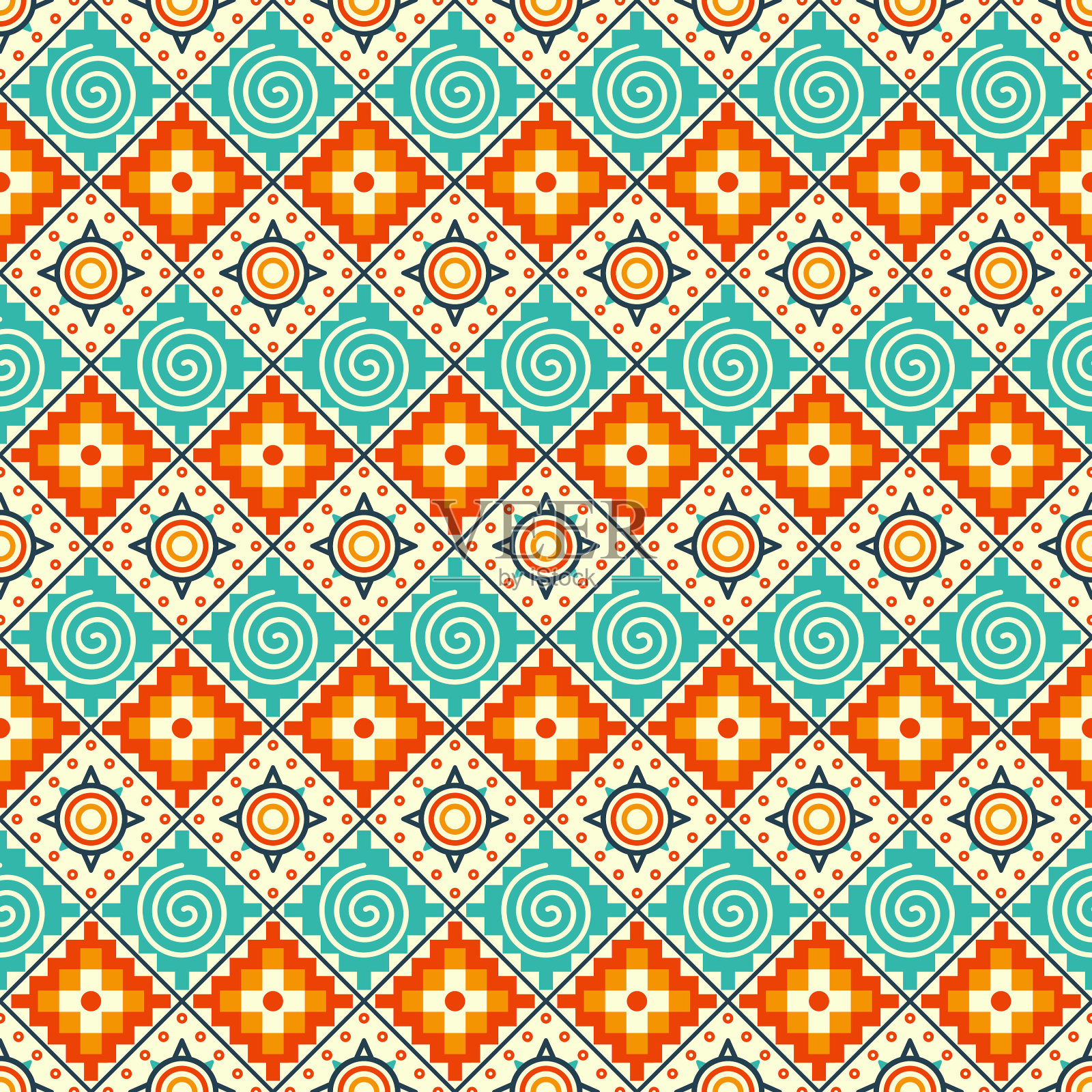 本土风格的民族无缝图案插画图片素材