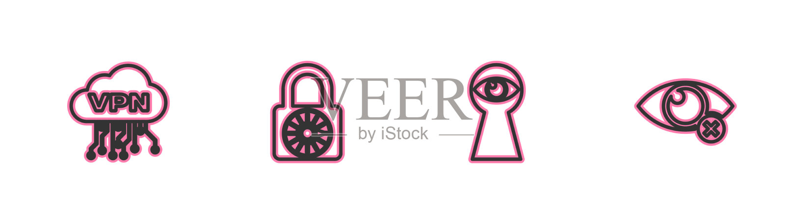 用眼设置线云VPN接口钥匙孔插画图片素材