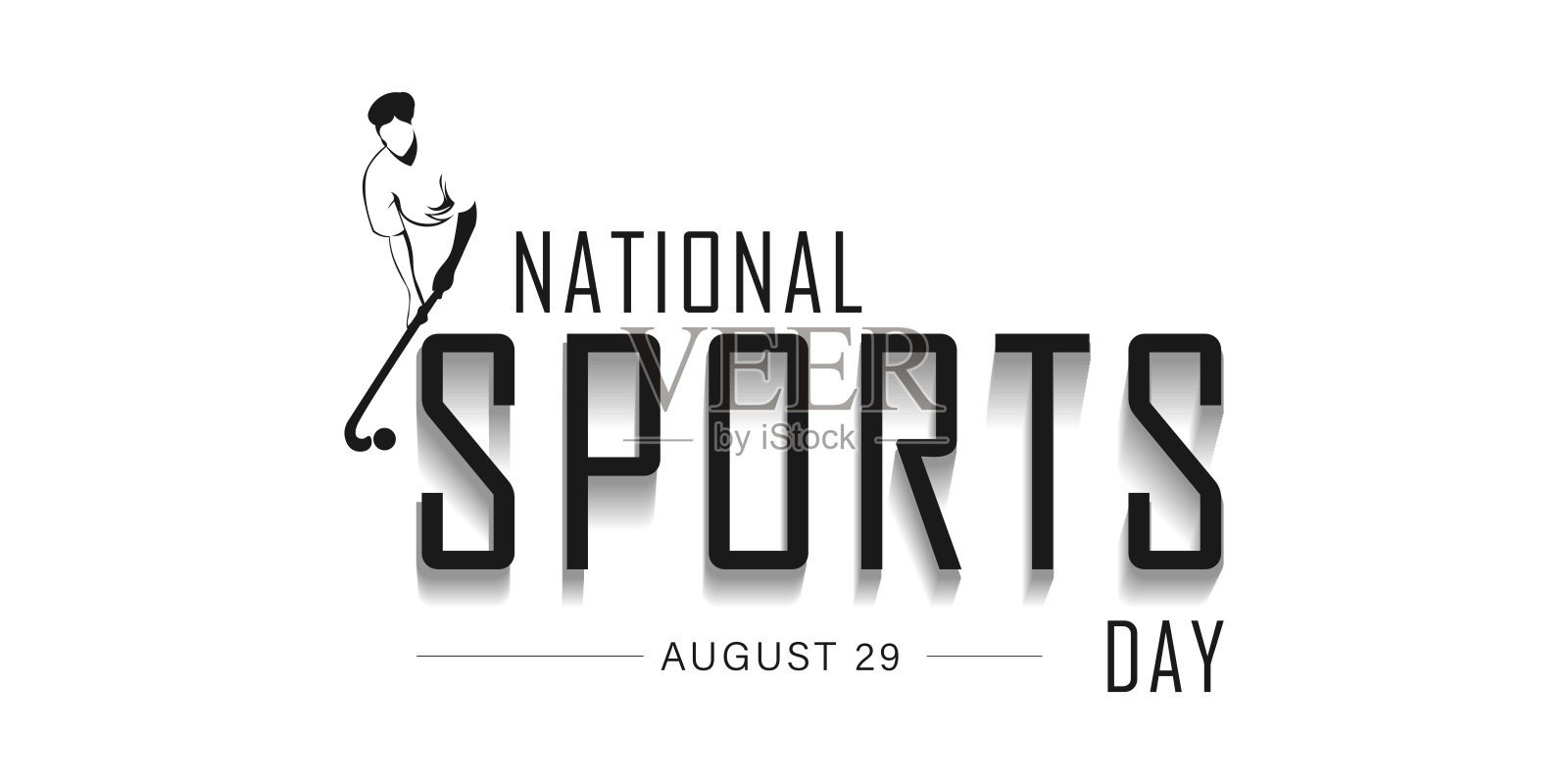 印度全国体育日。曲棍球棍和球。插画图片素材