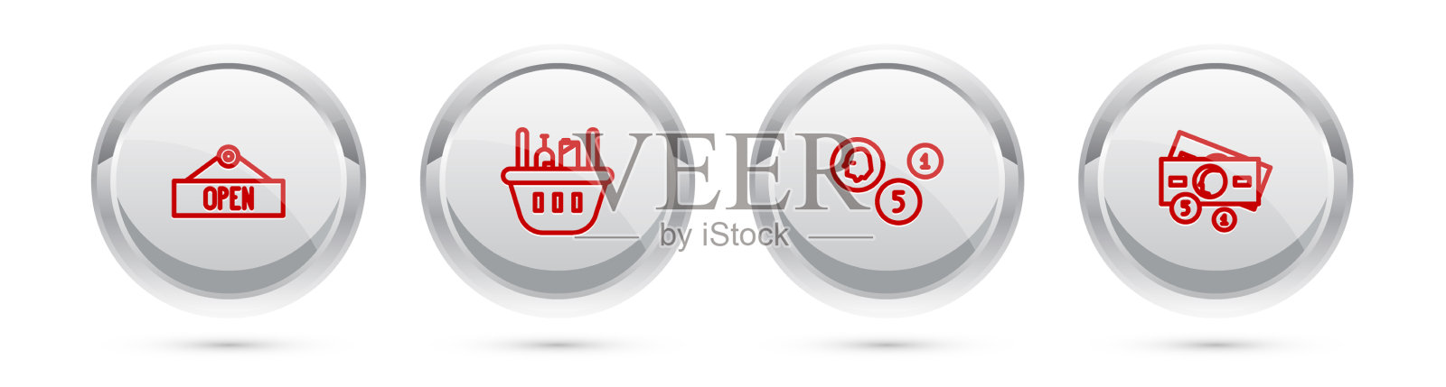 设置线挂标志与开放的购物篮插画图片素材