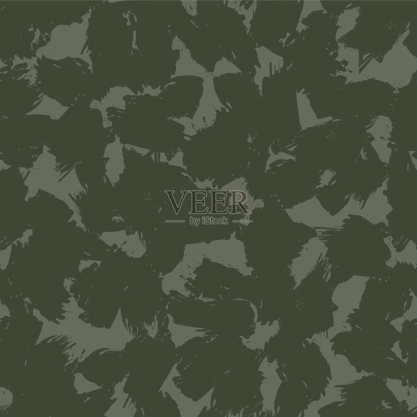 绿色花卉笔触无缝图案插画图片素材