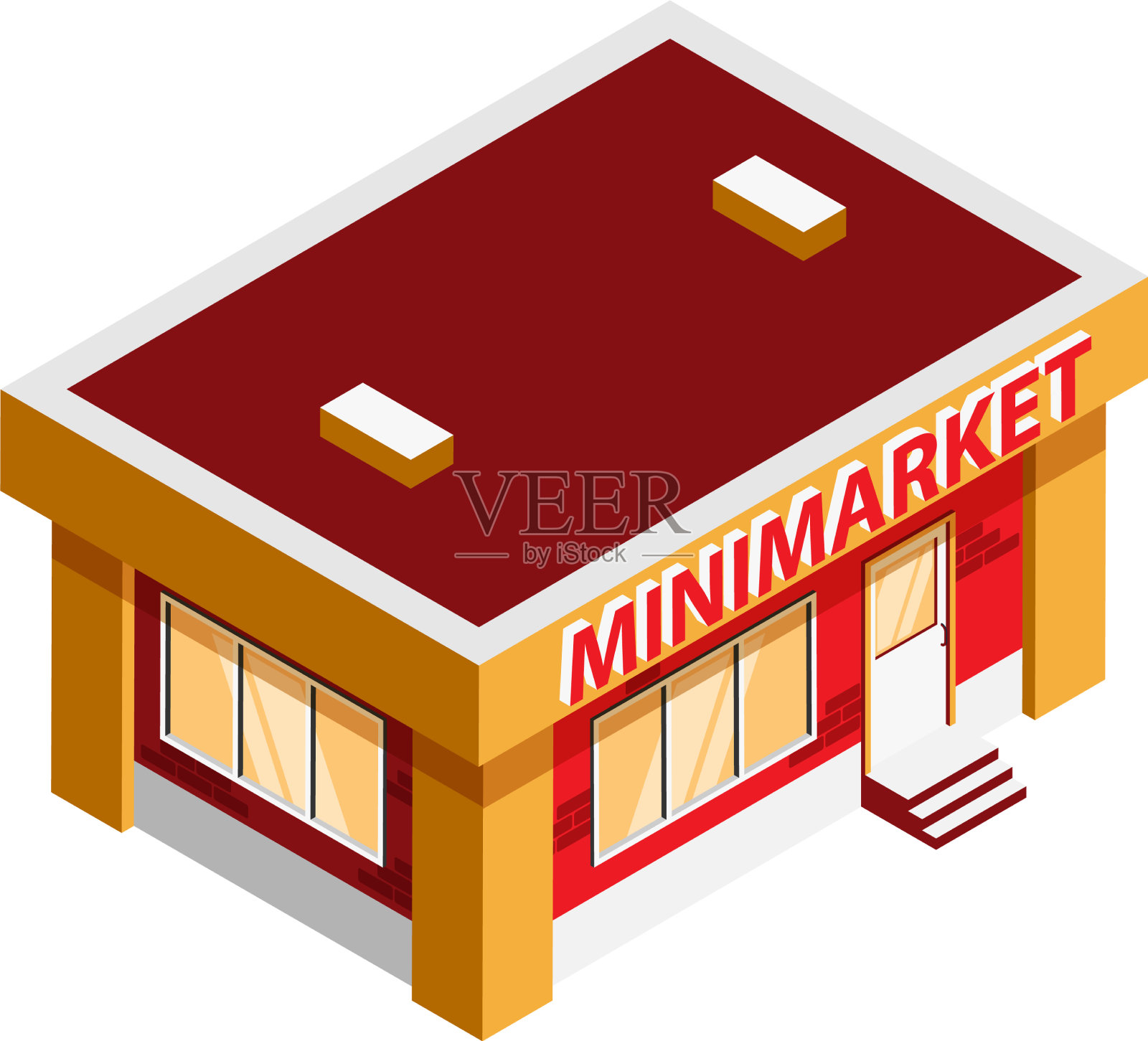 minimarket等距图标设计元素图片
