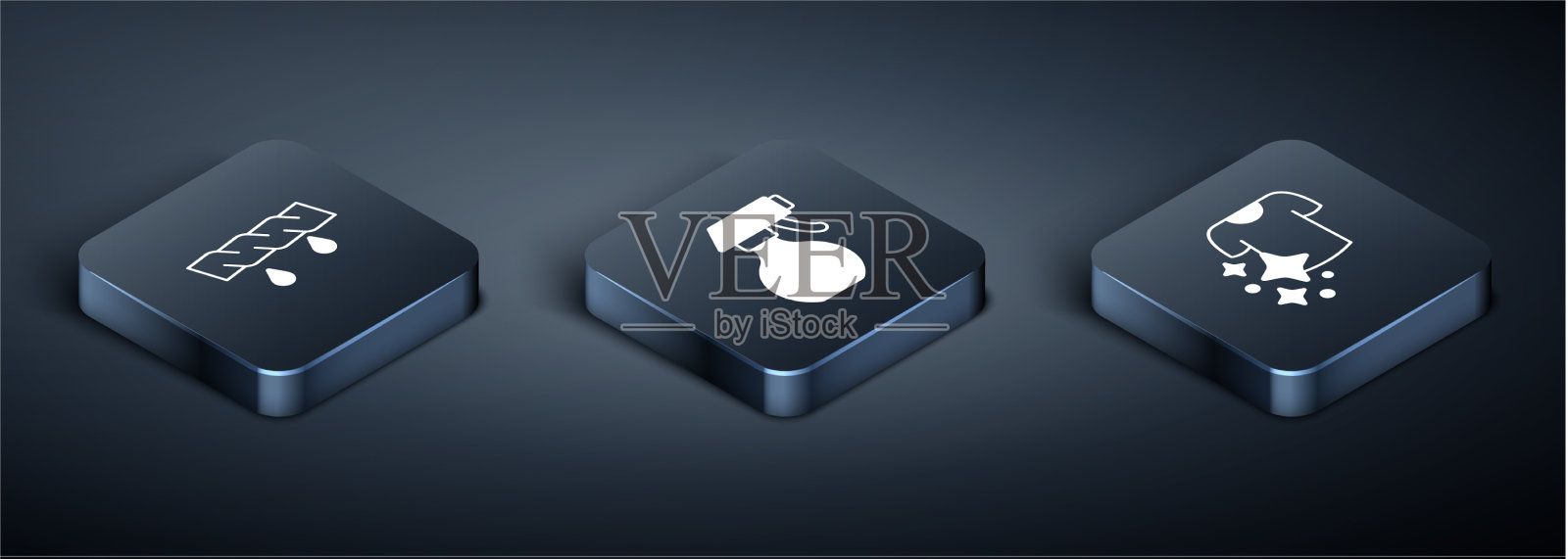 设置等距挤压晾晒衣物和水图标素材