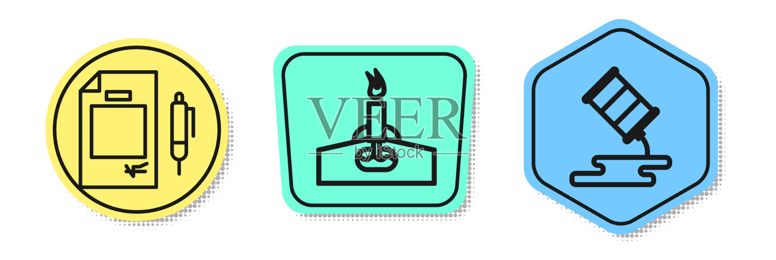 26、定线合同钱笔石油钻机用火插画图片素材