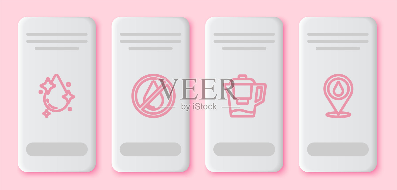 设置有过滤线的水滴禁止壶插画图片素材