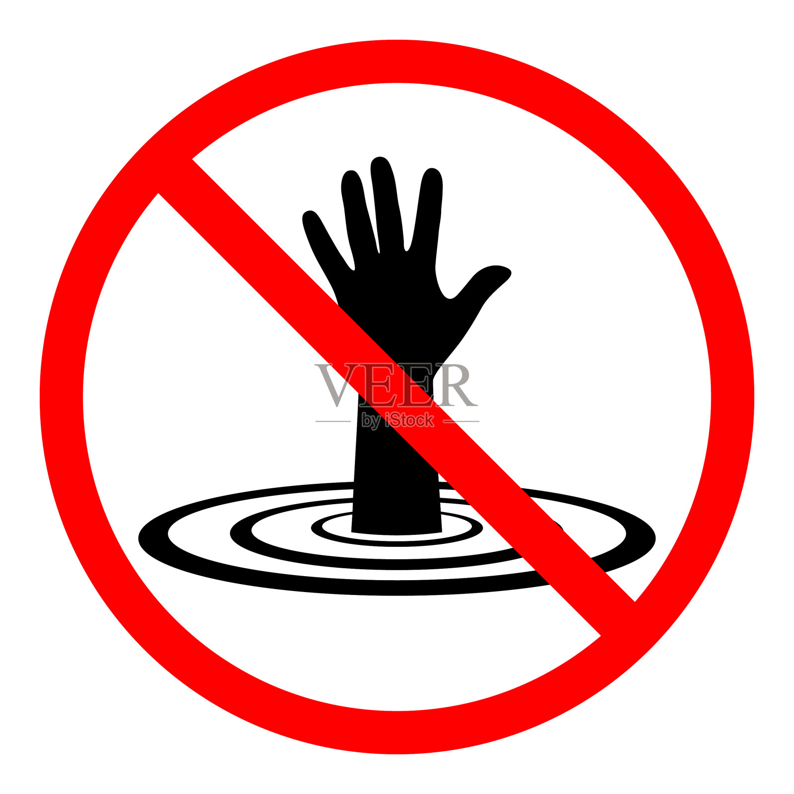 告示上禁止在池塘里游泳设计元素图片