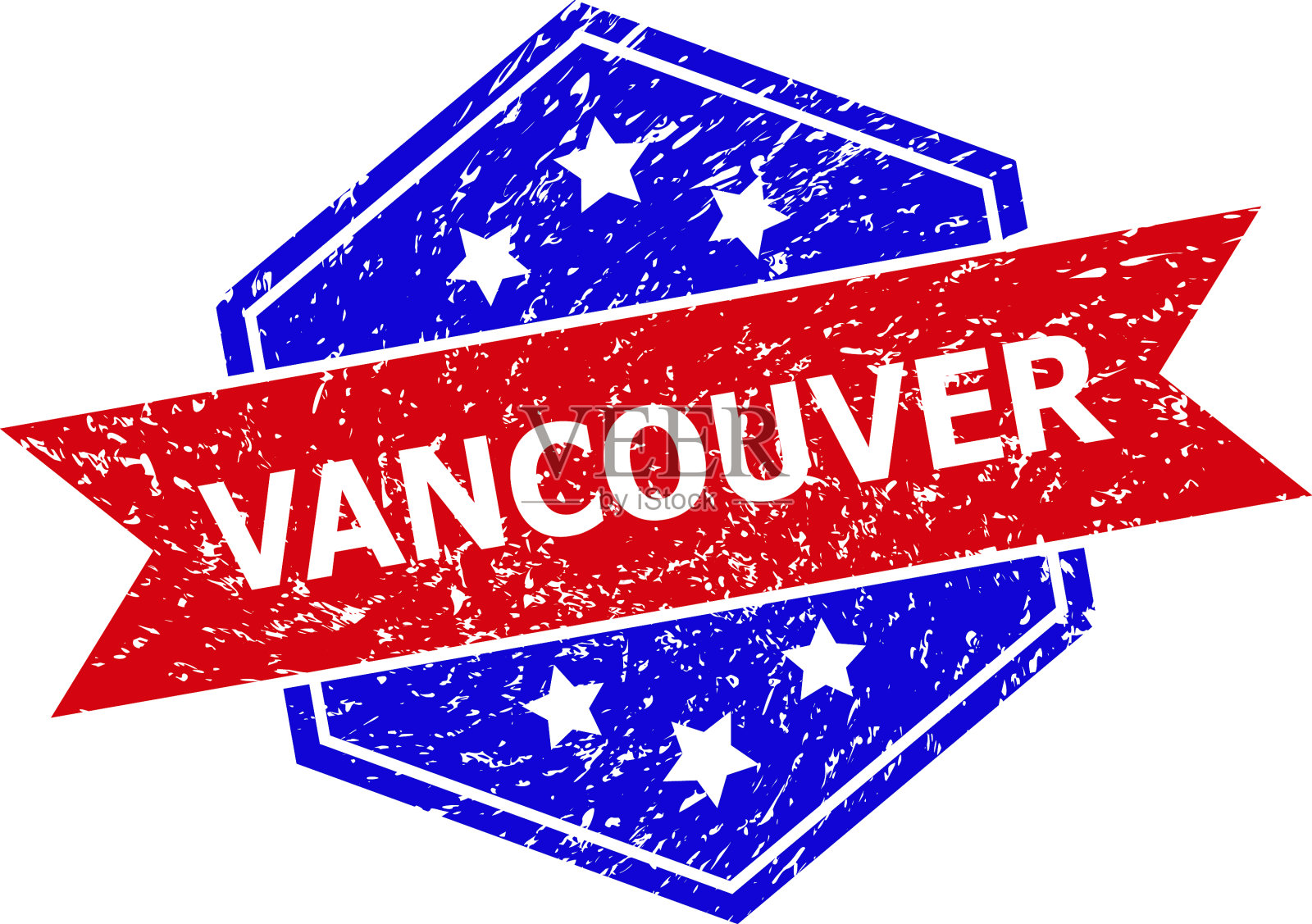 六角二色温哥华橡皮图章插画图片素材