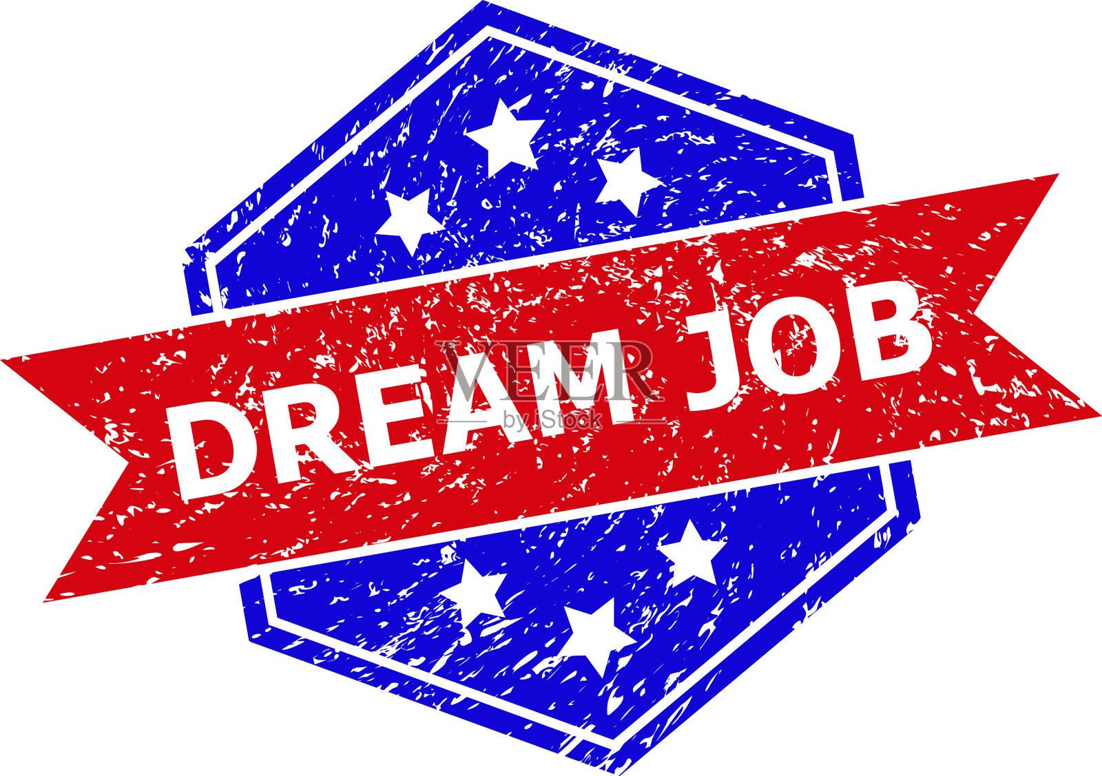 六角形双色的梦想工作印章与划痕插画图片素材