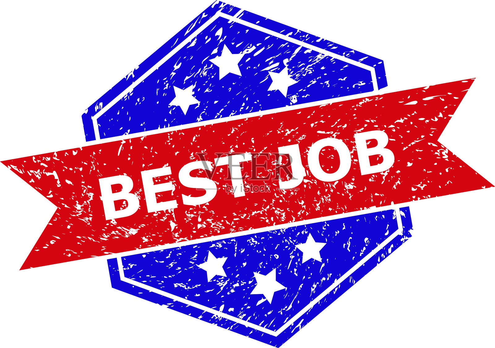 六角形双色最好以不洁的方式工作印章插画图片素材