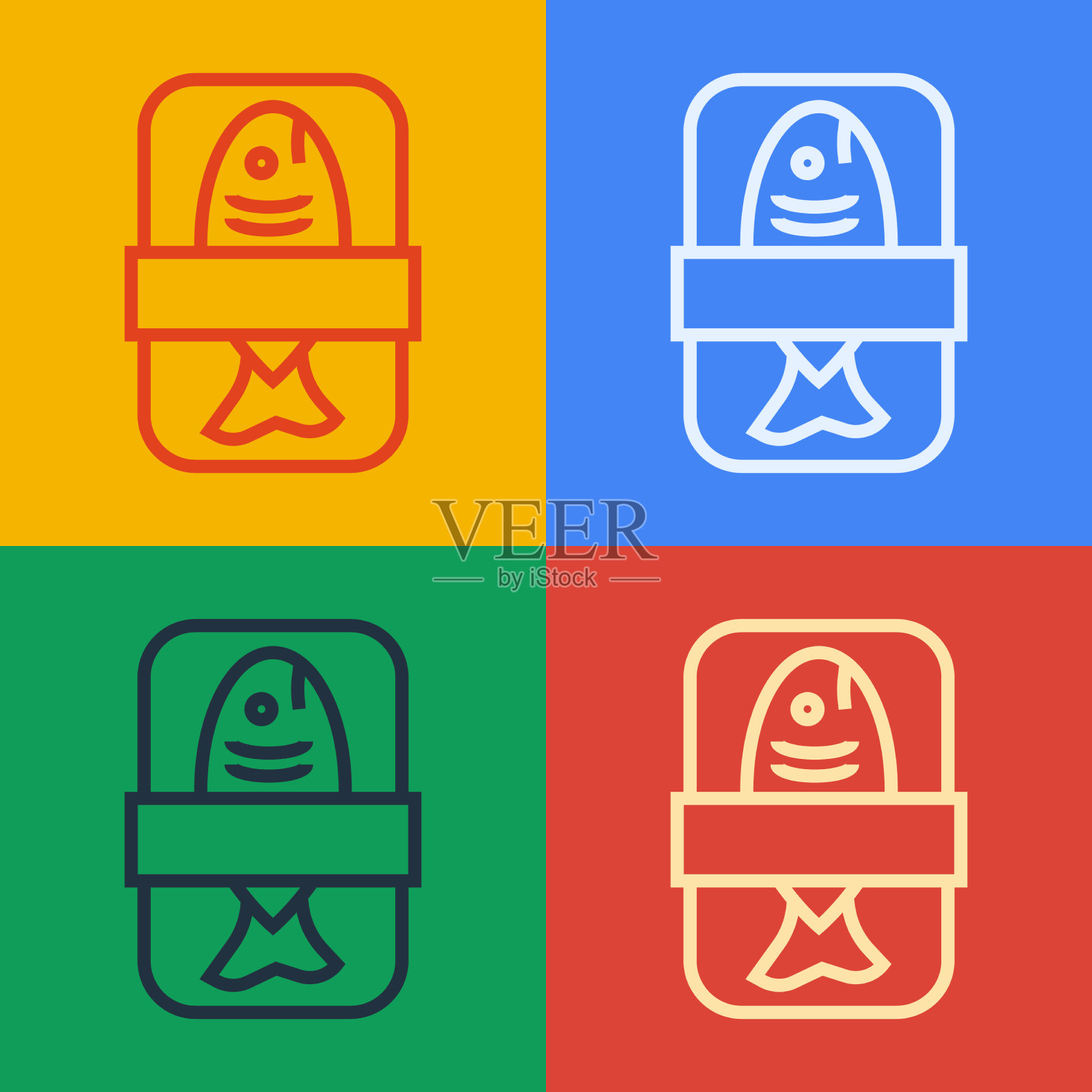 波普艺术线鱼塑料托盘容器图标素材