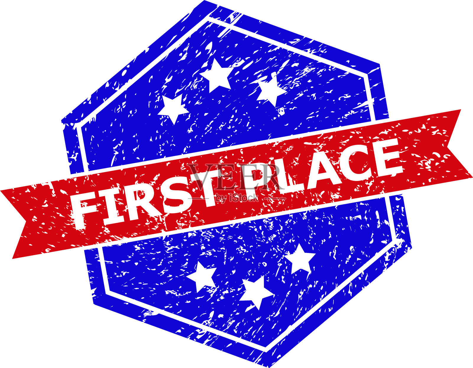 六角双色首贴印章用插画图片素材