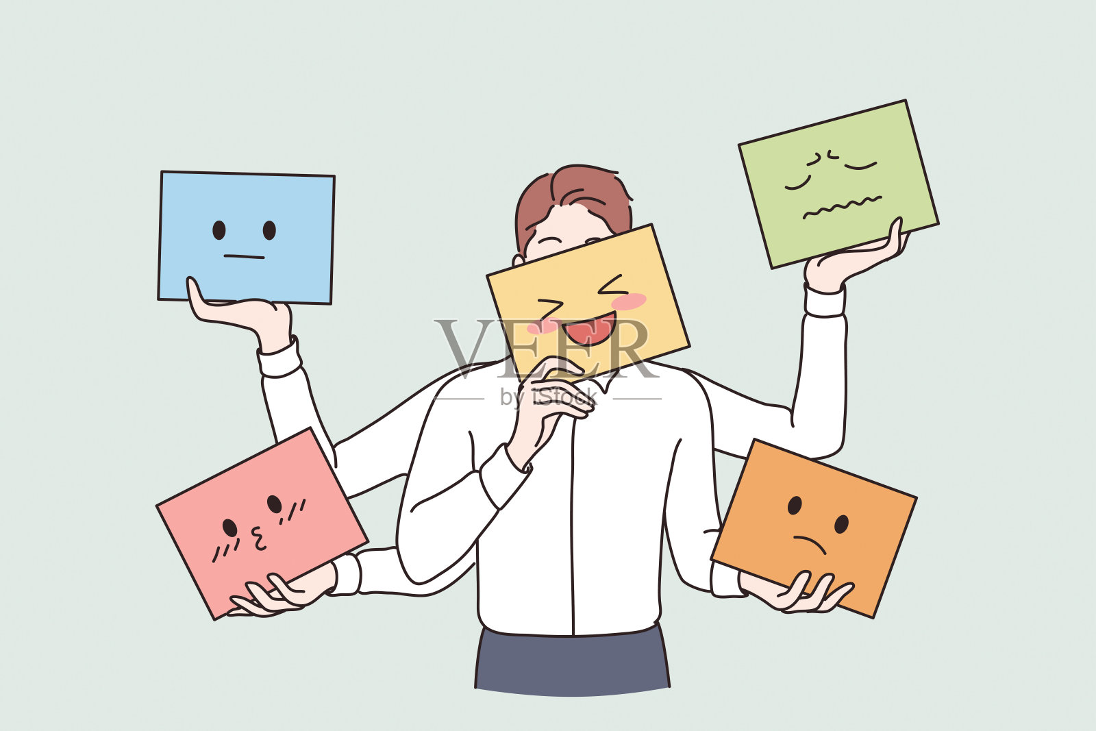 各种情绪和表情符号的概念插画图片素材