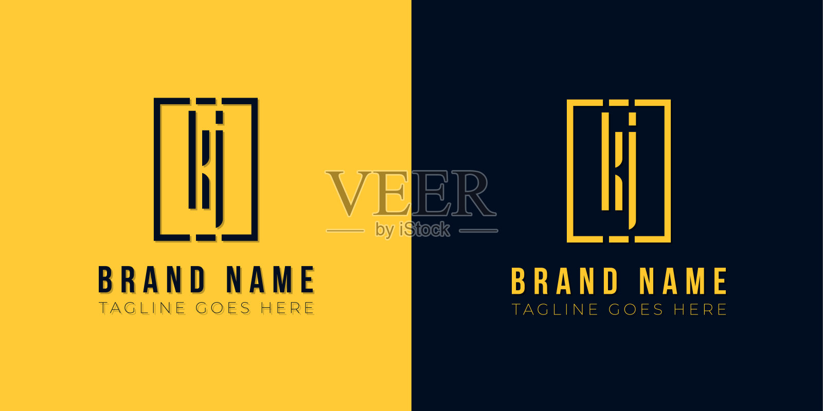 极简抽象首字母KJ标志。插画图片素材