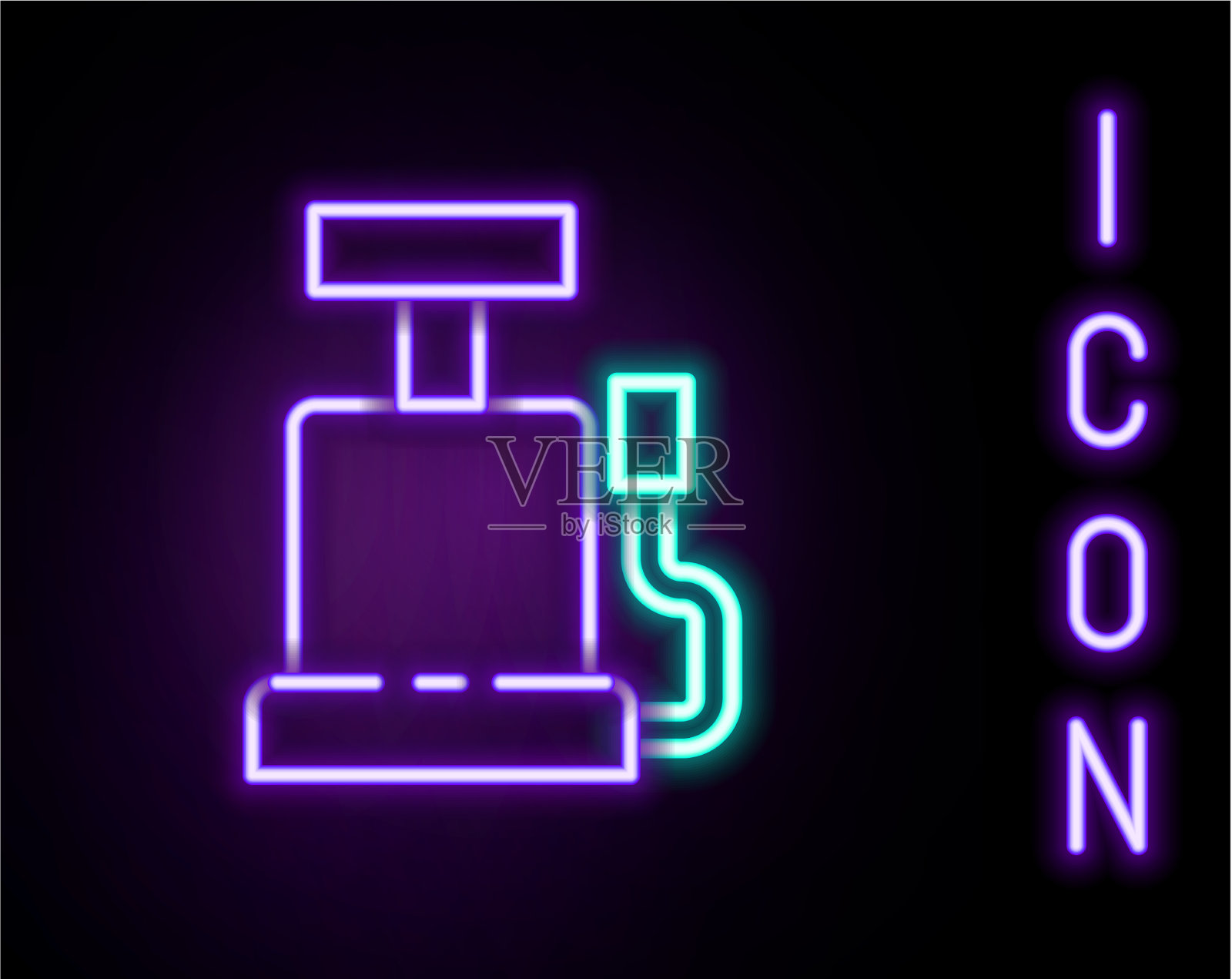 发光的霓虹灯线汽车气泵图标隔离上插画图片素材