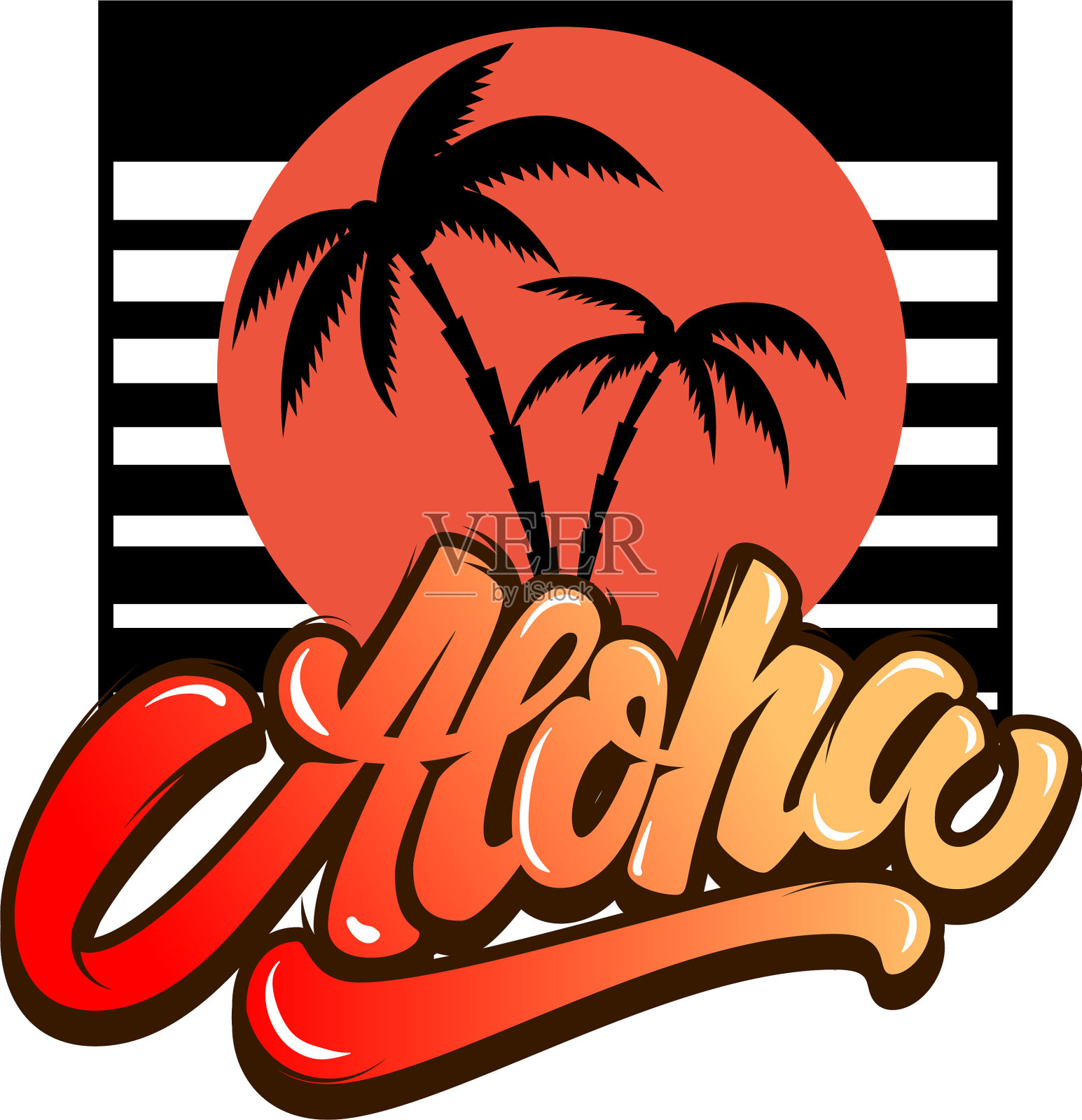 阿罗哈手掌与字母设计元素设计元素图片