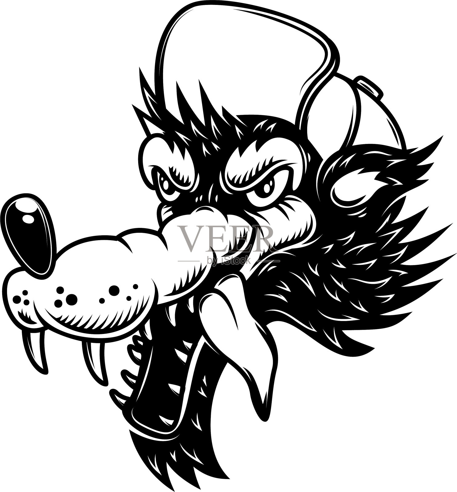 卡通狼的棒球帽设计元素为设计元素图片