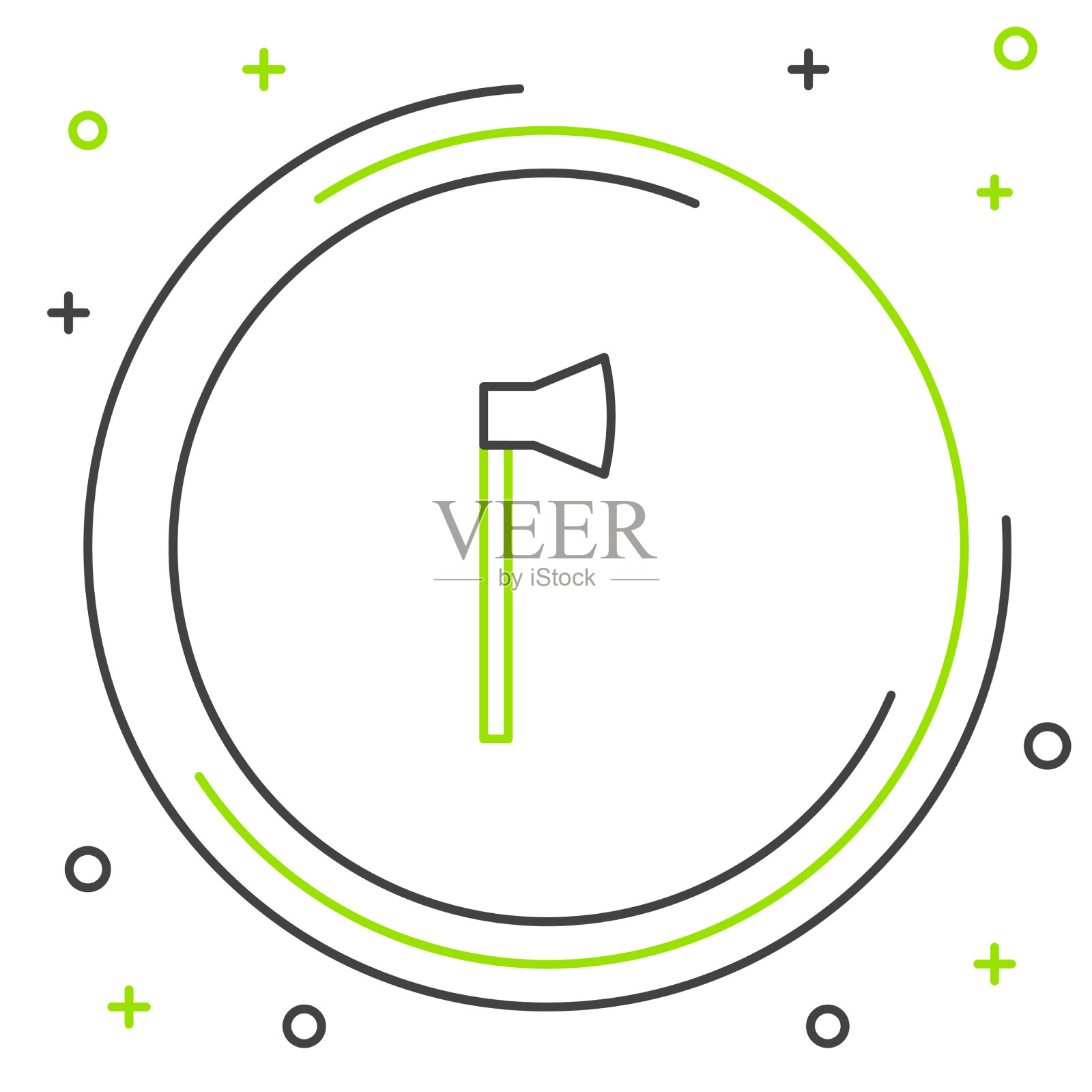 线木斧图标孤立在白色背景图标素材