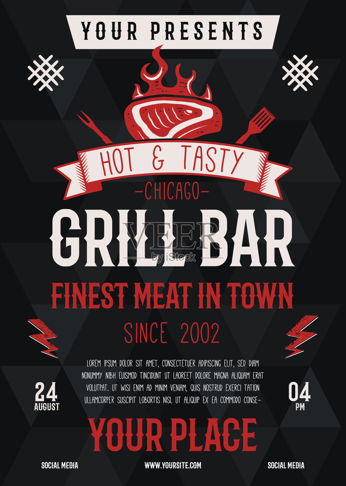 烧烤酒吧传单烧烤派对小册子BBQ设计模板素材