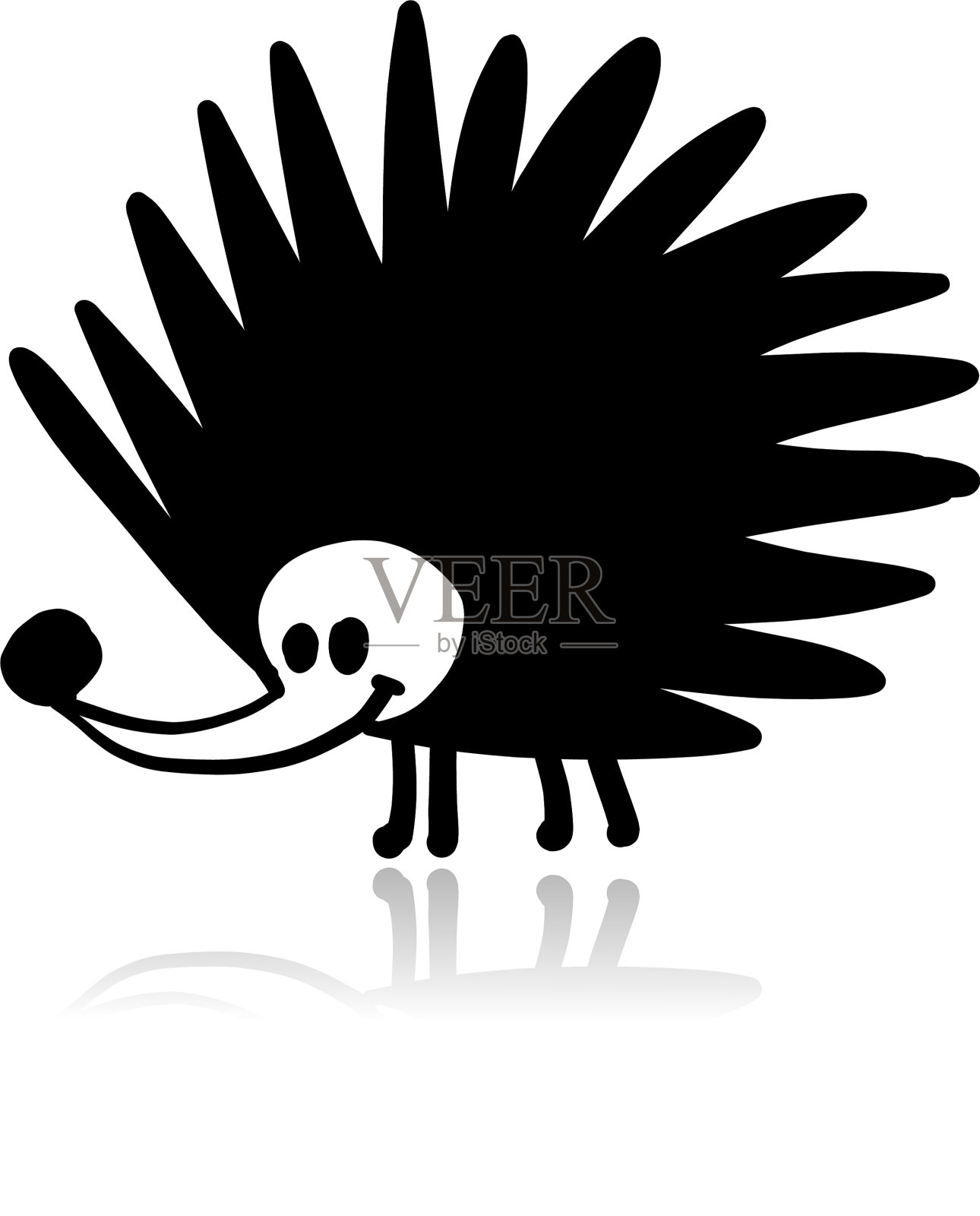 有趣的刺猬黑色剪影为您的设计设计元素图片