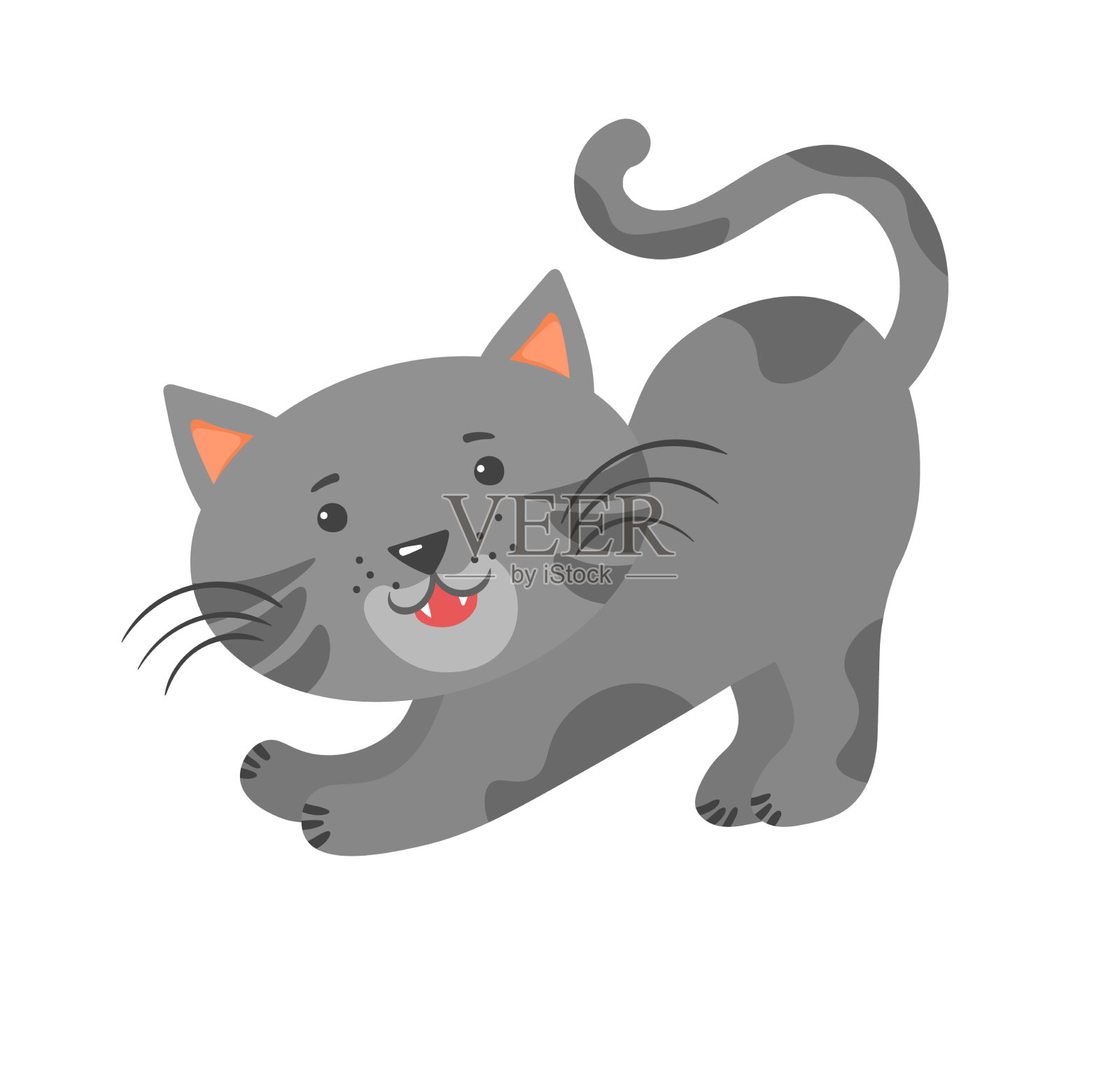 可爱有趣的宠物，小猫和猫的角色设计元素图片