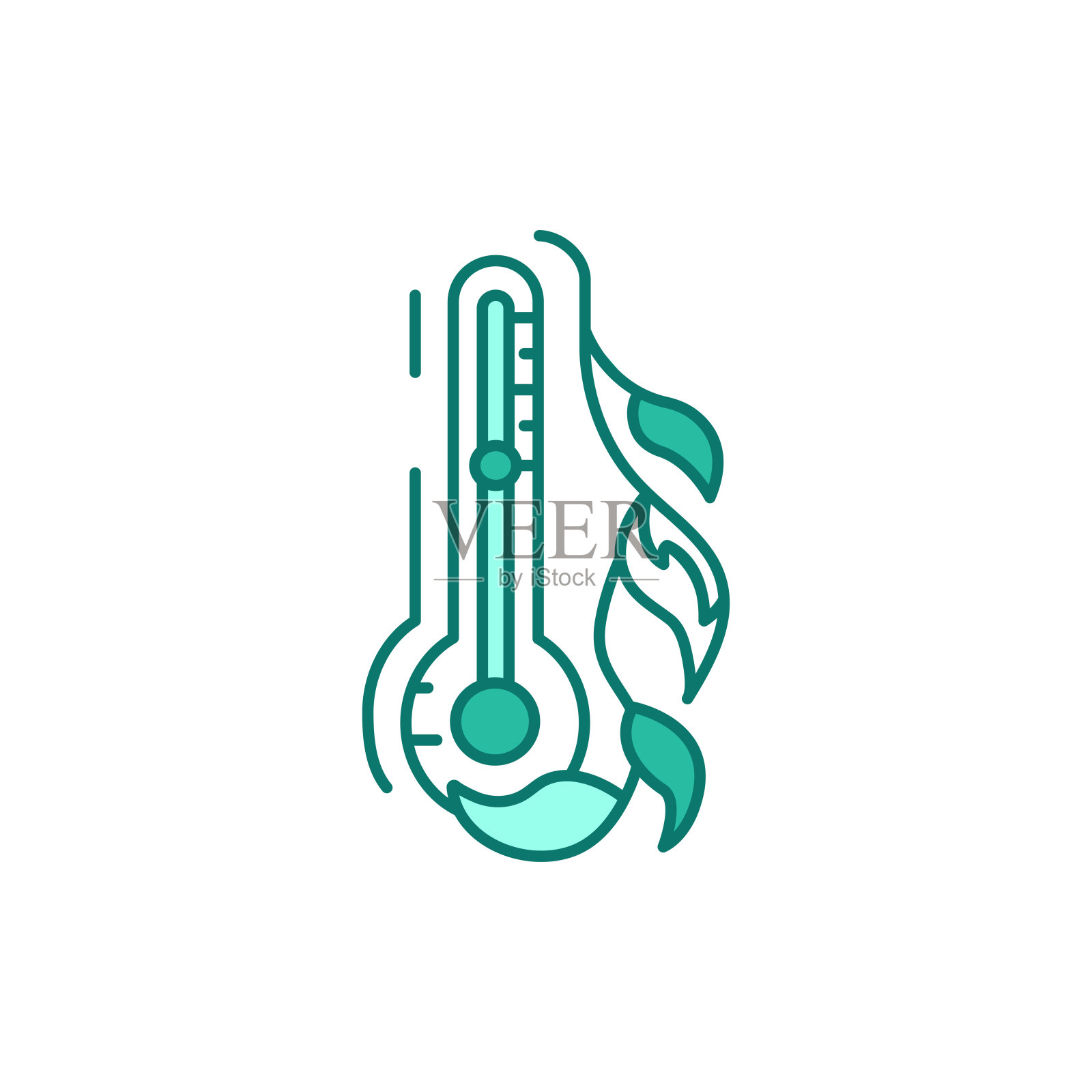 舒适的空气温度色线图标。插画图片素材