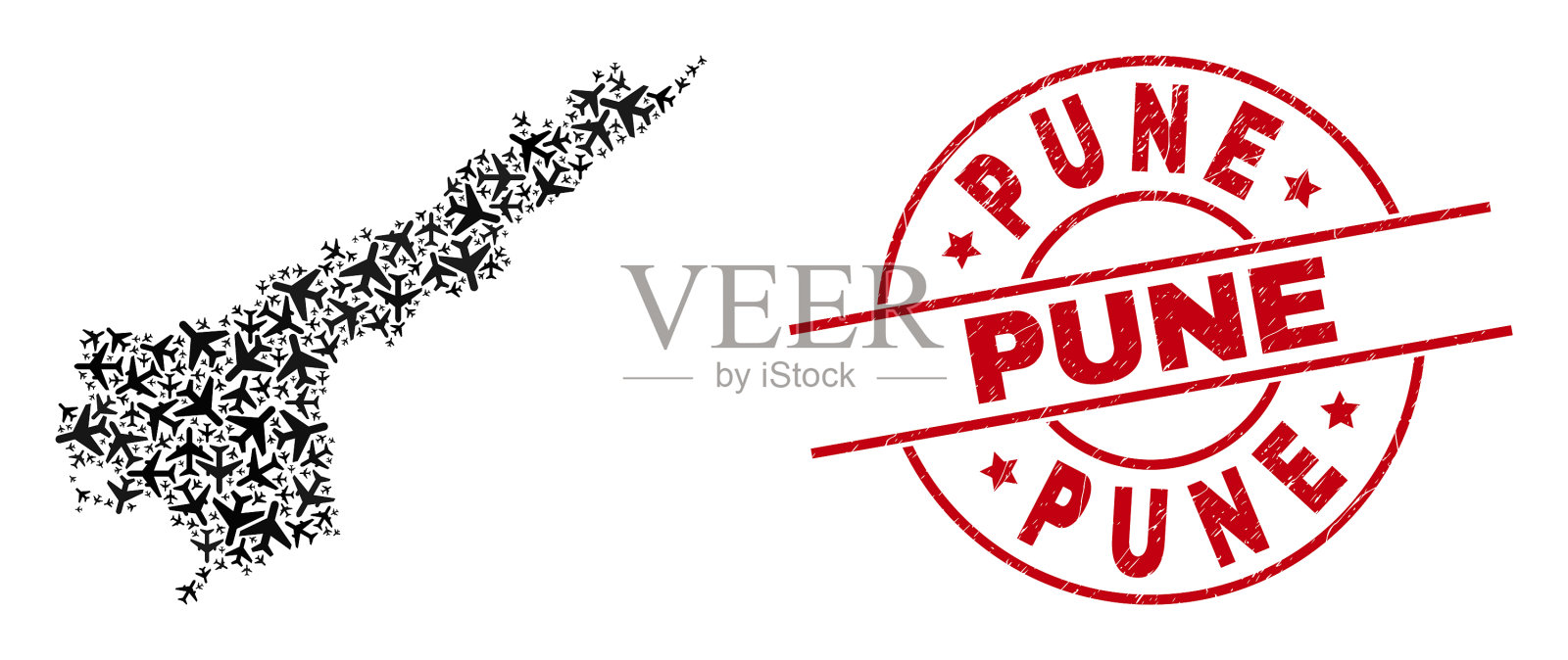 浦那垃圾邮票印章和安得拉邦插画图片素材