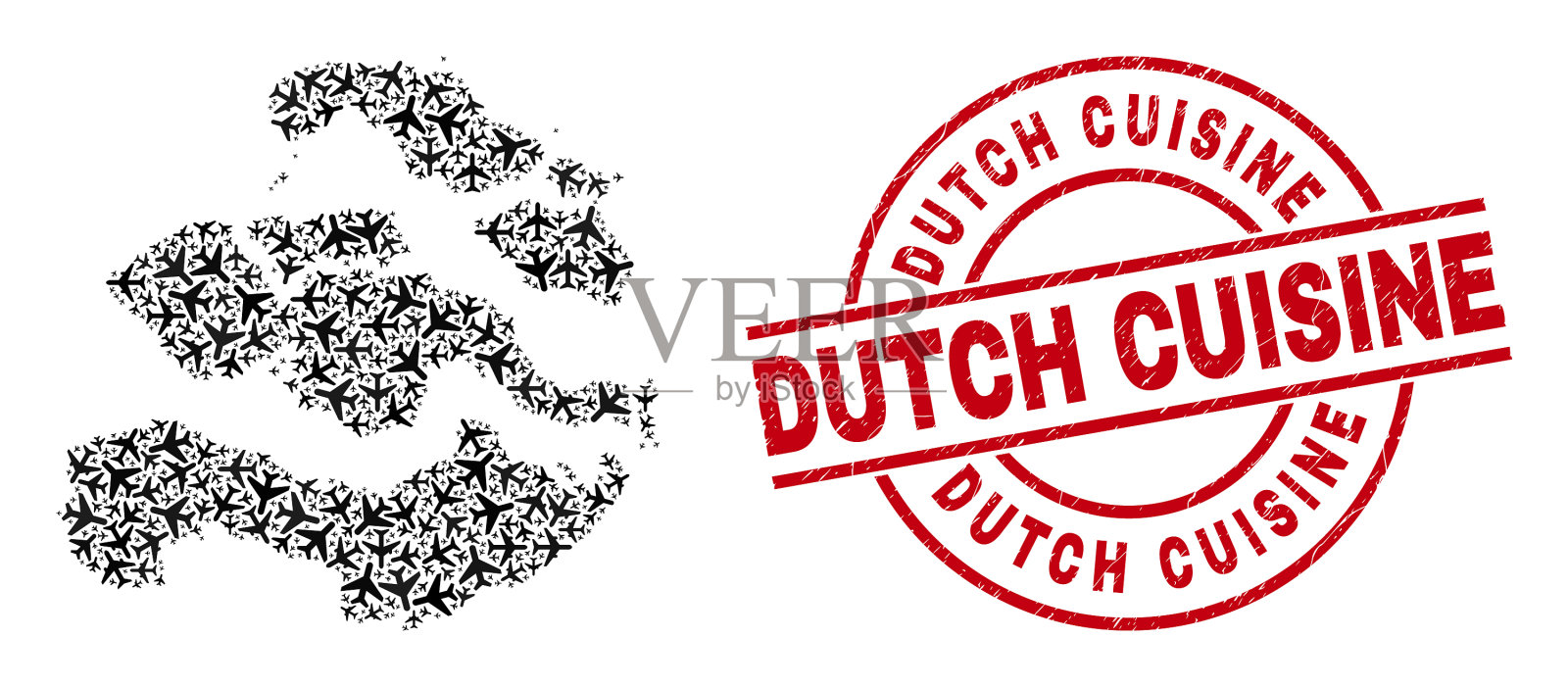 荷兰美食胶封与泽兰省地图插画图片素材