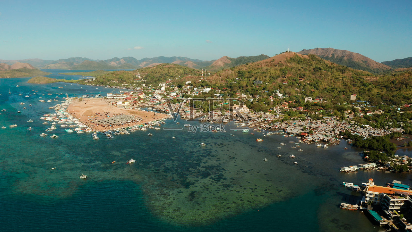 科伦镇鸟瞰图。菲律宾巴拉望,Busuanga照片摄影图片