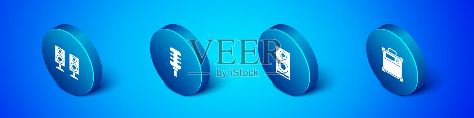 设置等距立体声扬声器吉他放大器图标素材