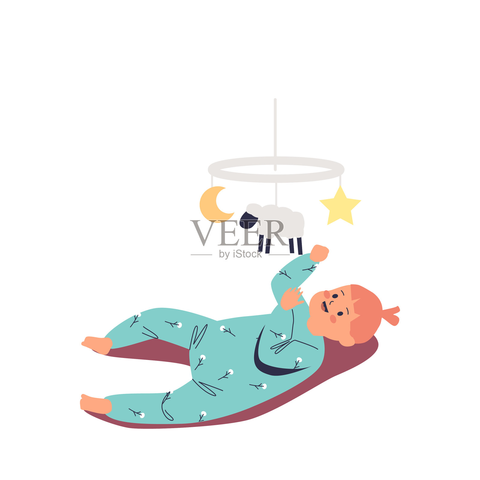 可爱的婴儿在背上玩耍设计元素图片