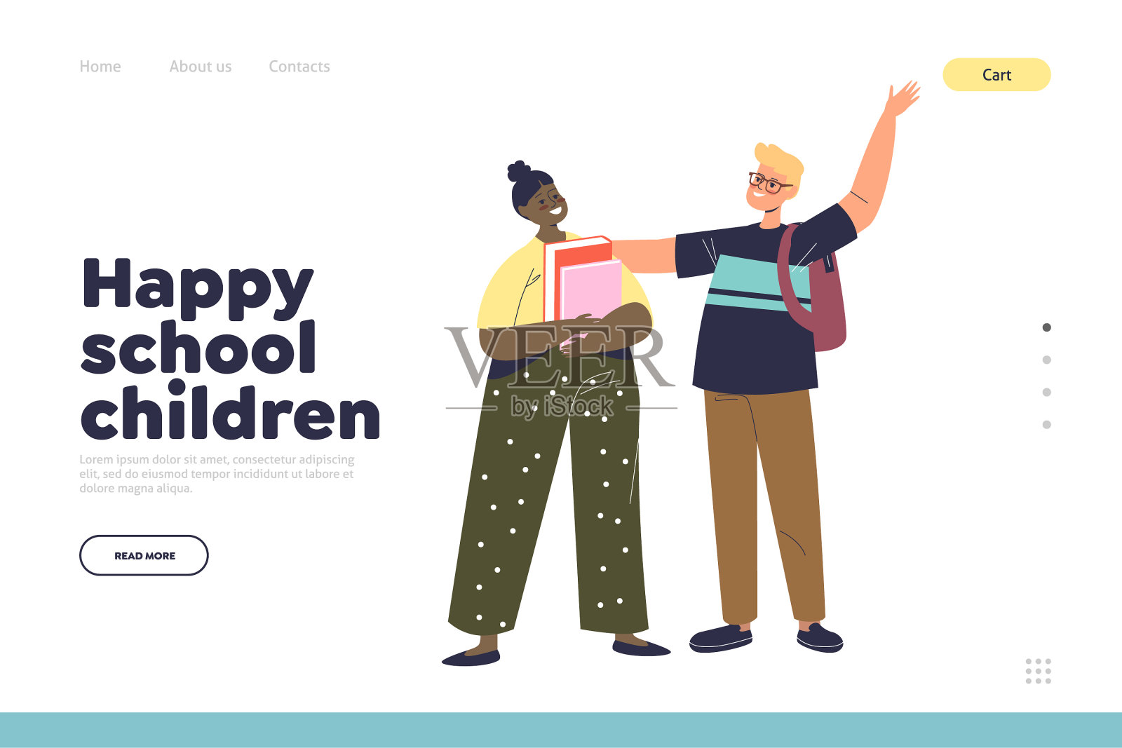 快乐学龄儿童概念登陆页插画图片素材