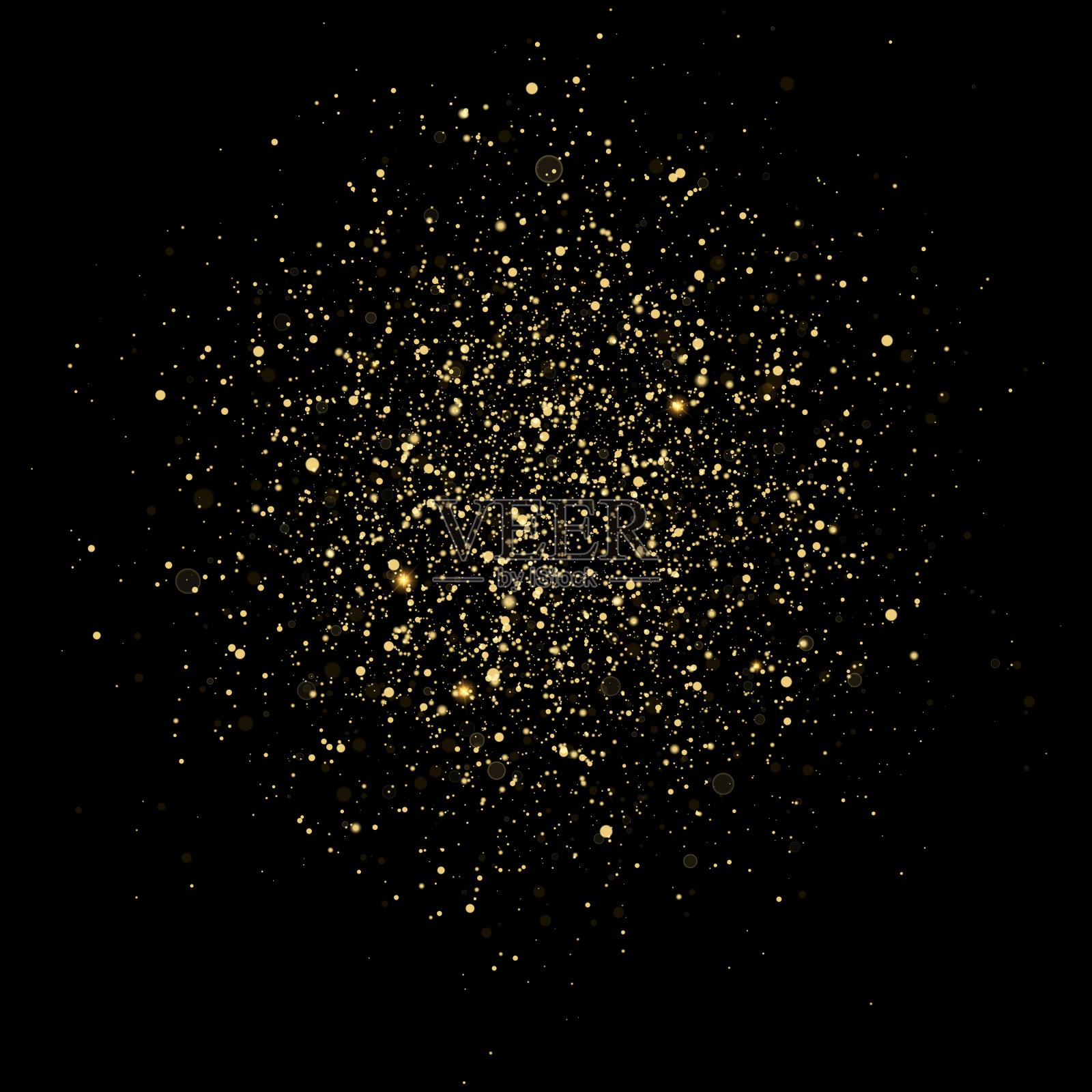 向量黄金闪闪发光。圆形的金沙污迹。插画图片素材