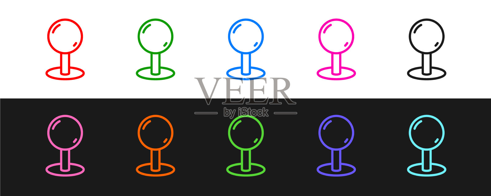 设置线推针图标隔离在黑色和白色图标素材