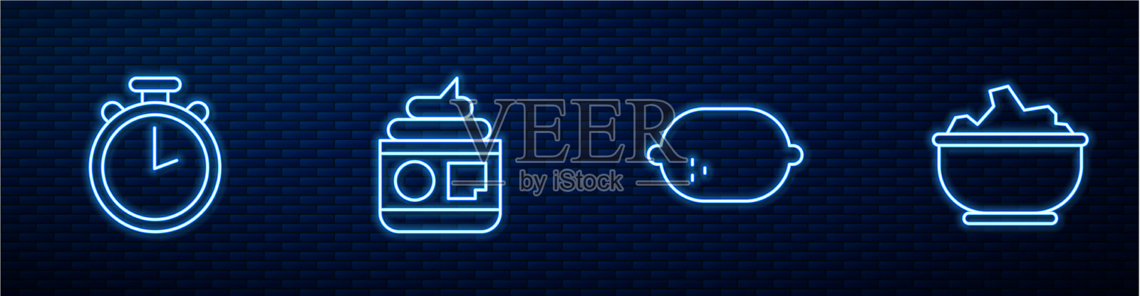 设置线柠檬秒表霜或乳液插画图片素材