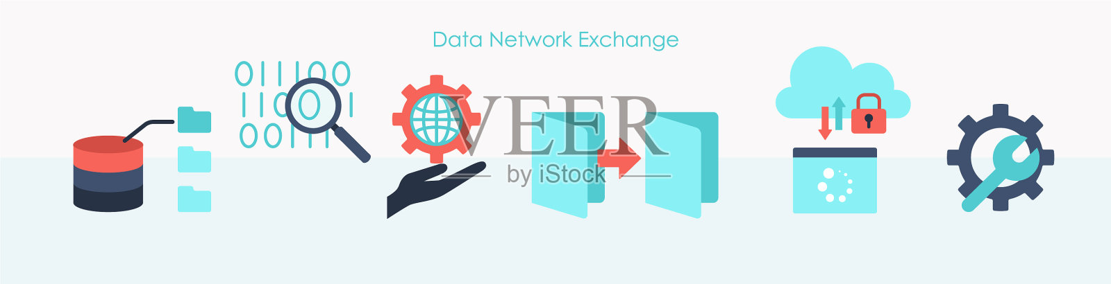 高度保护的数据网络元件平集插画图片素材