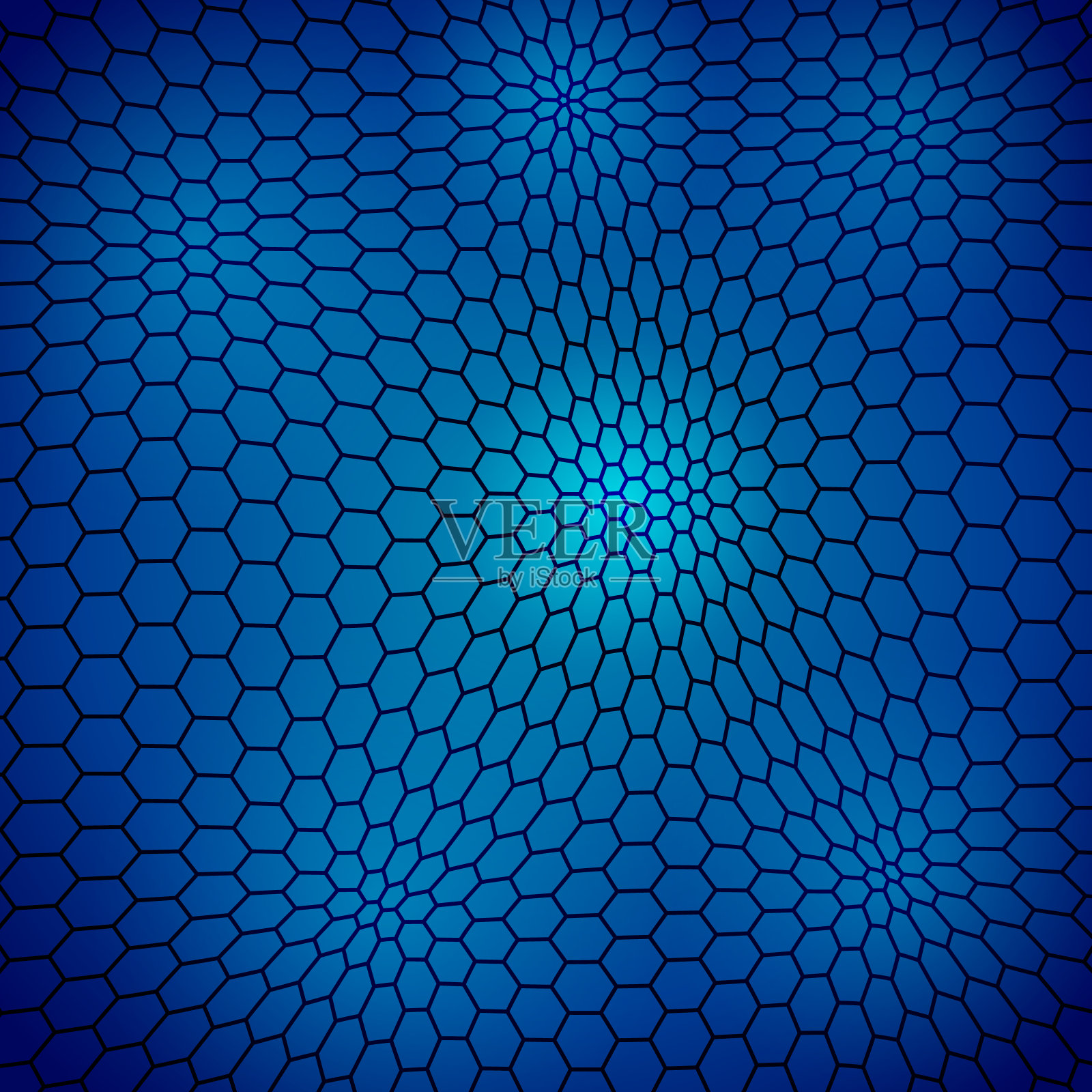 带有六角细胞的波浪网插画图片素材