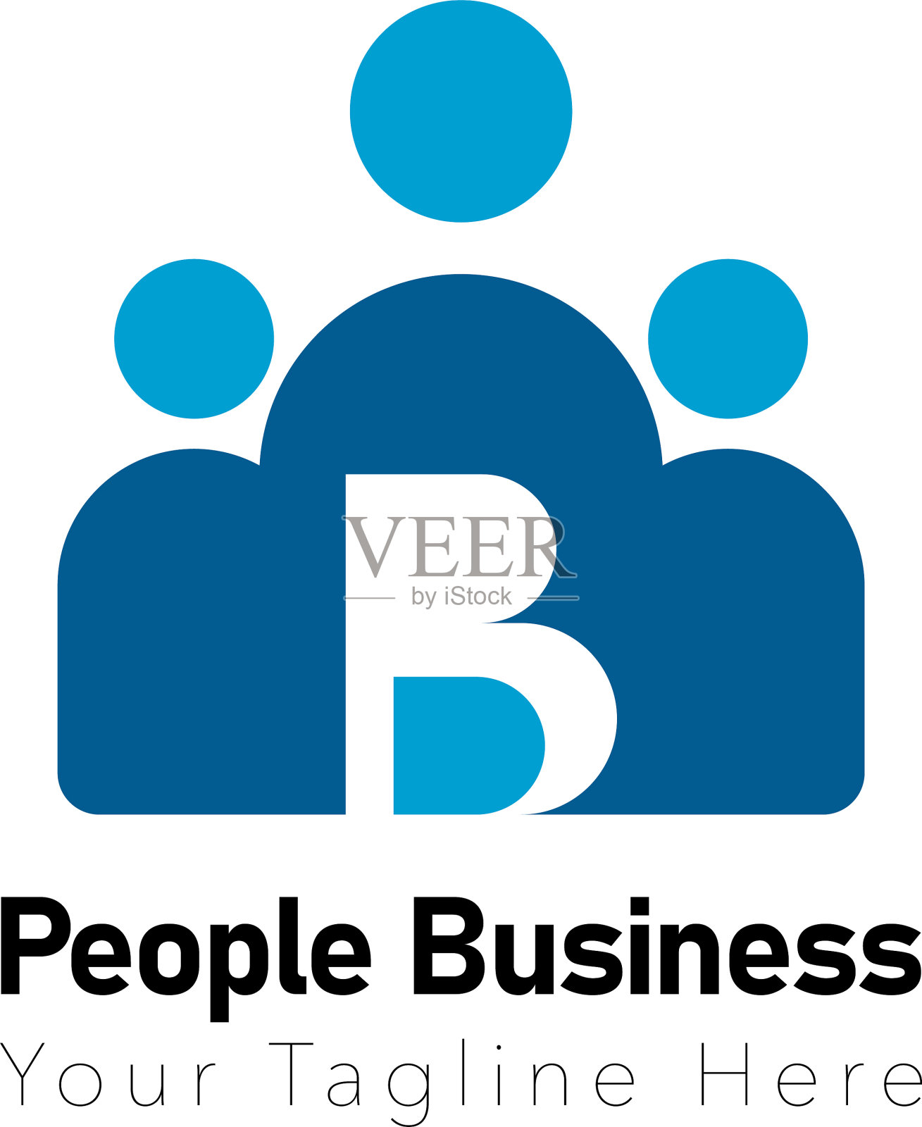 蓝色人组标志模板教育图标素材