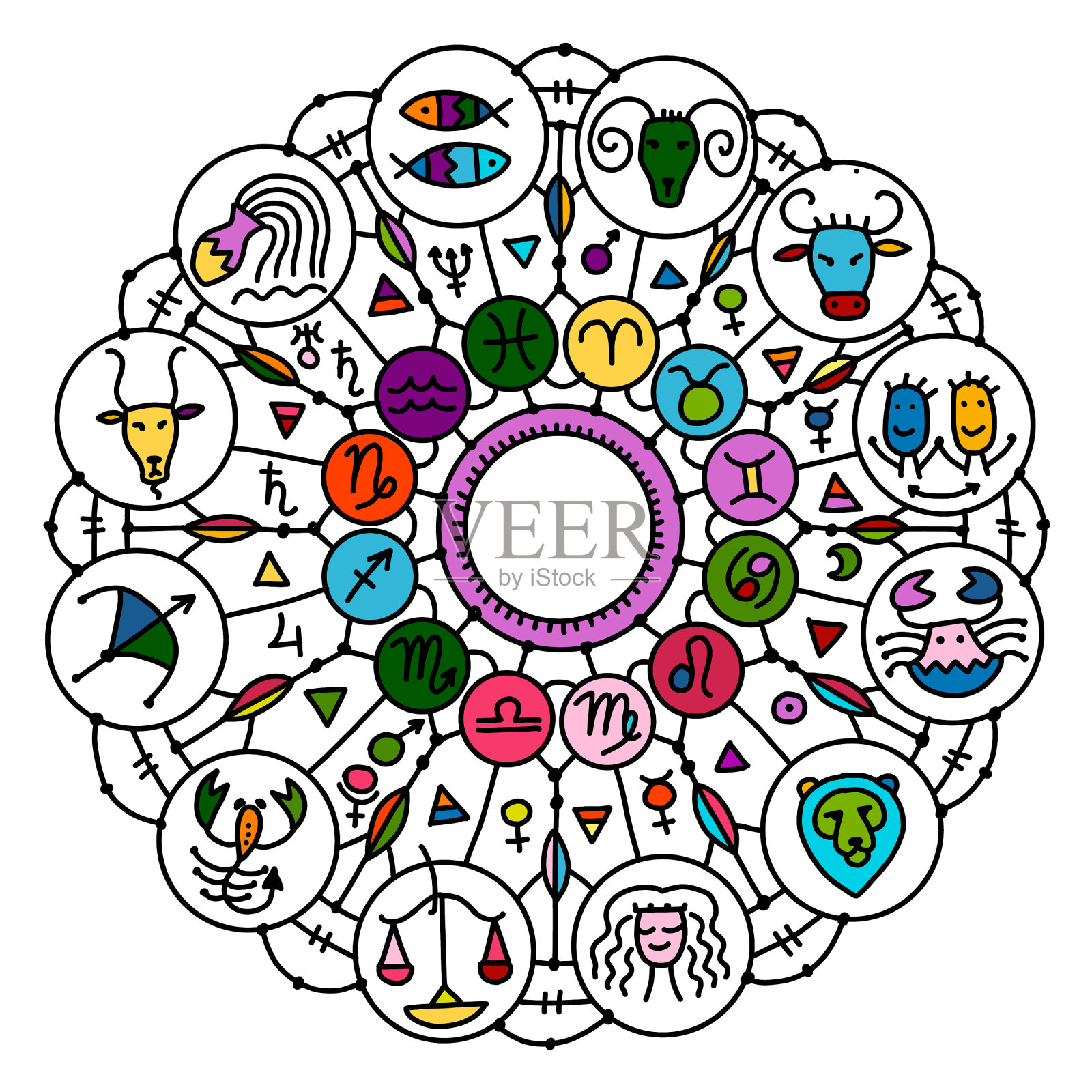 黄道圈与星座为你插画图片素材